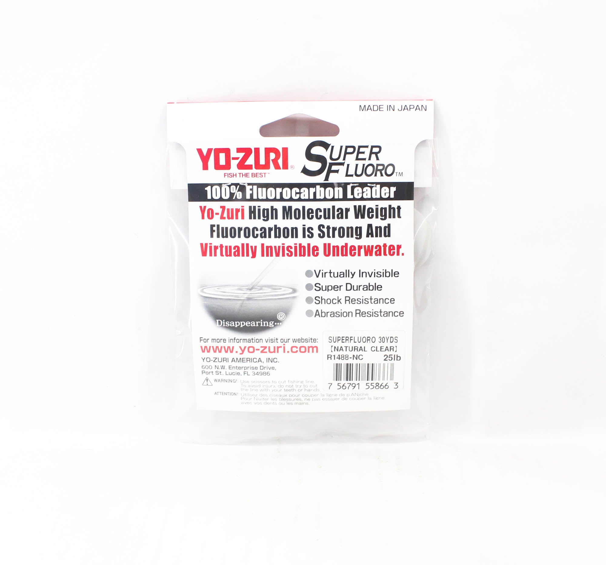 Yo Zuri Super Fluoro Fluorocarbon Leader 30yds 25lb 0.457mm R1488-NC (8663)