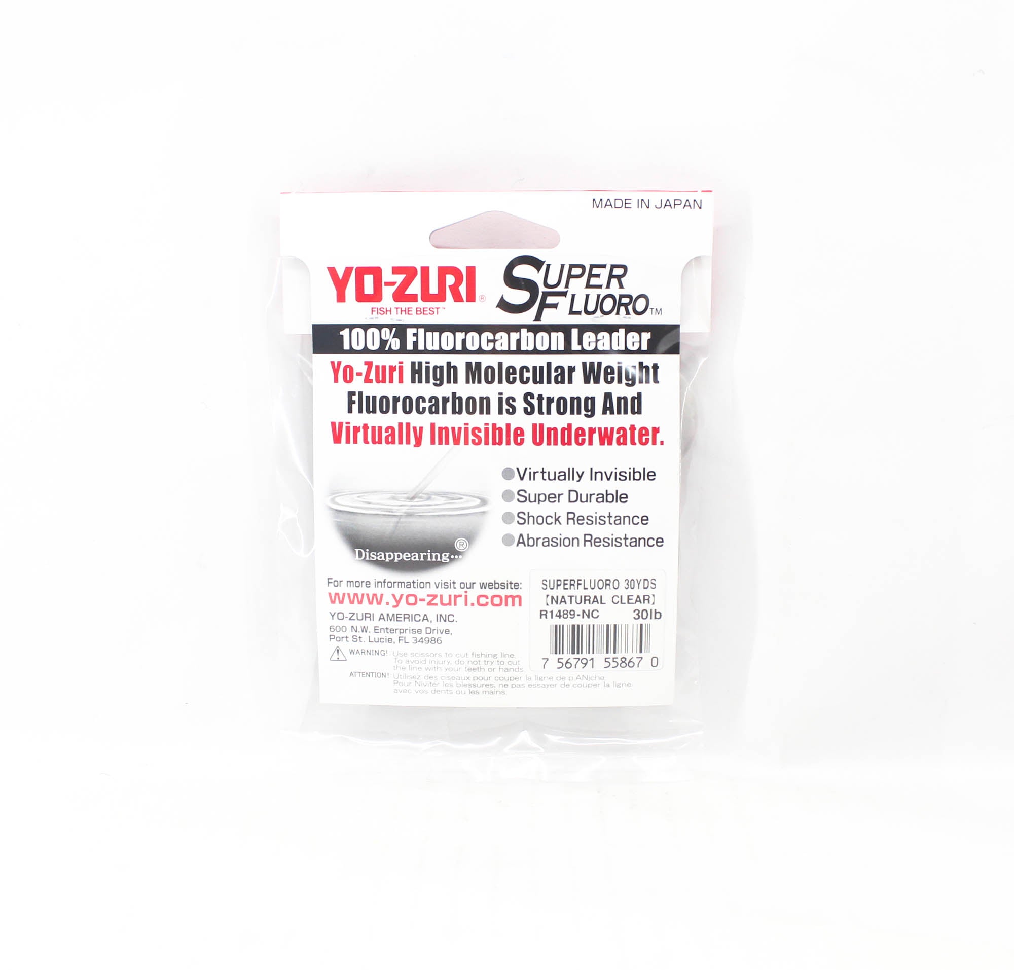 Yo Zuri Super Fluoro Fluorocarbon Leader 30yds 30lb 0.488mm R1489-NC (8670)