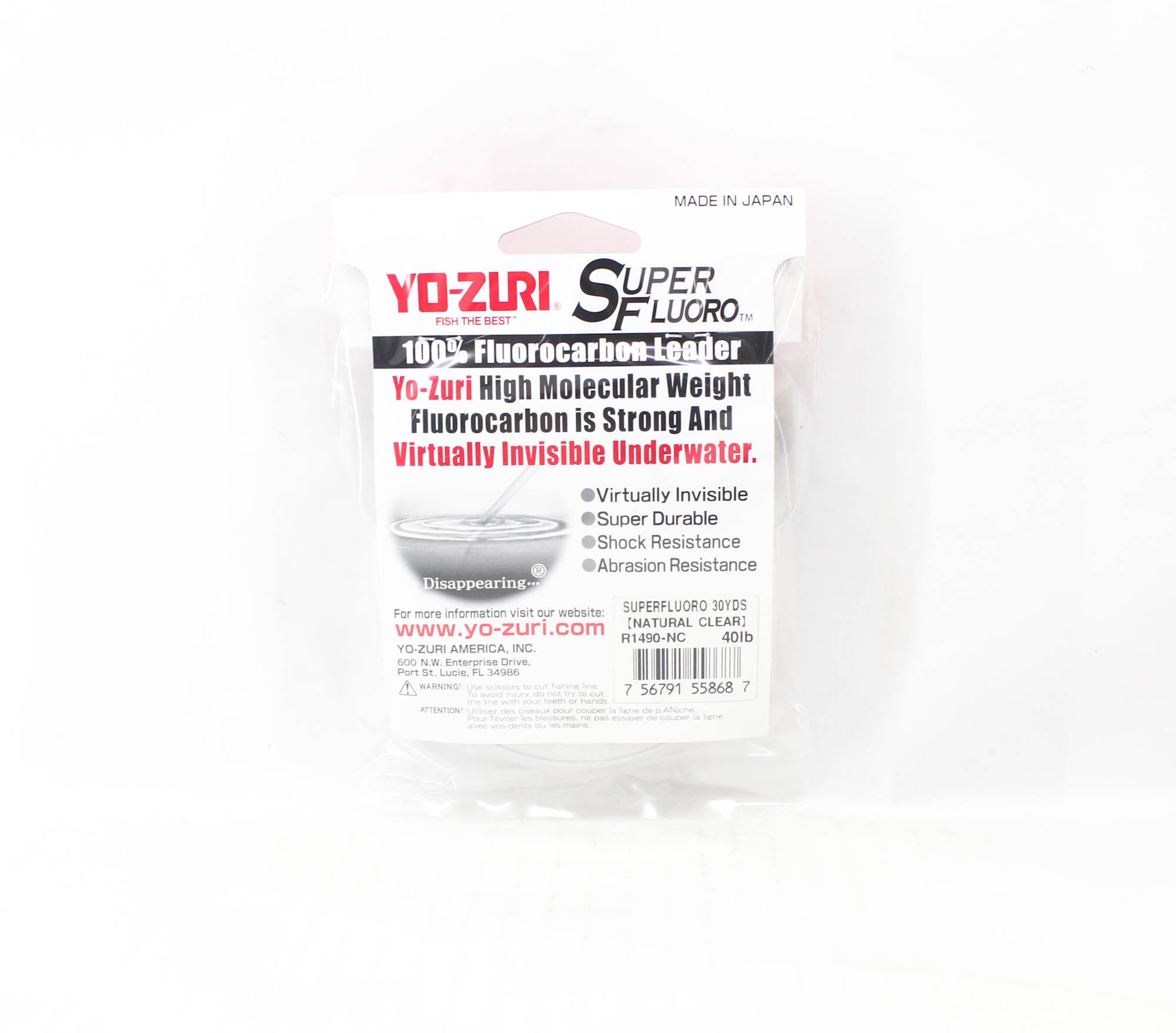 Yo Zuri Super Fluoro Fluorocarbon Leader 30yds 40lb 0.602mm R1490-NC (8687)