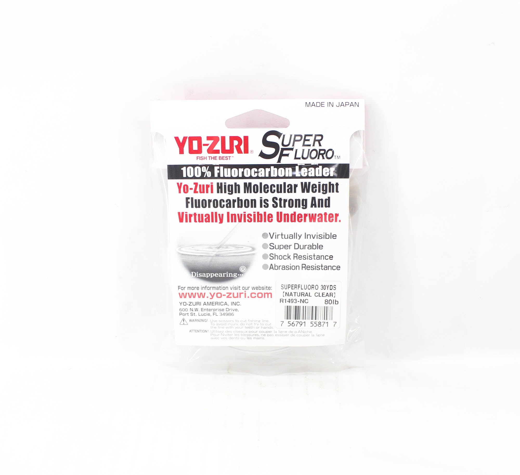 Yo Zuri Super Fluoro Fluorocarbon Leader 30yds 80lb 0.847mm R1493-NC (8717)