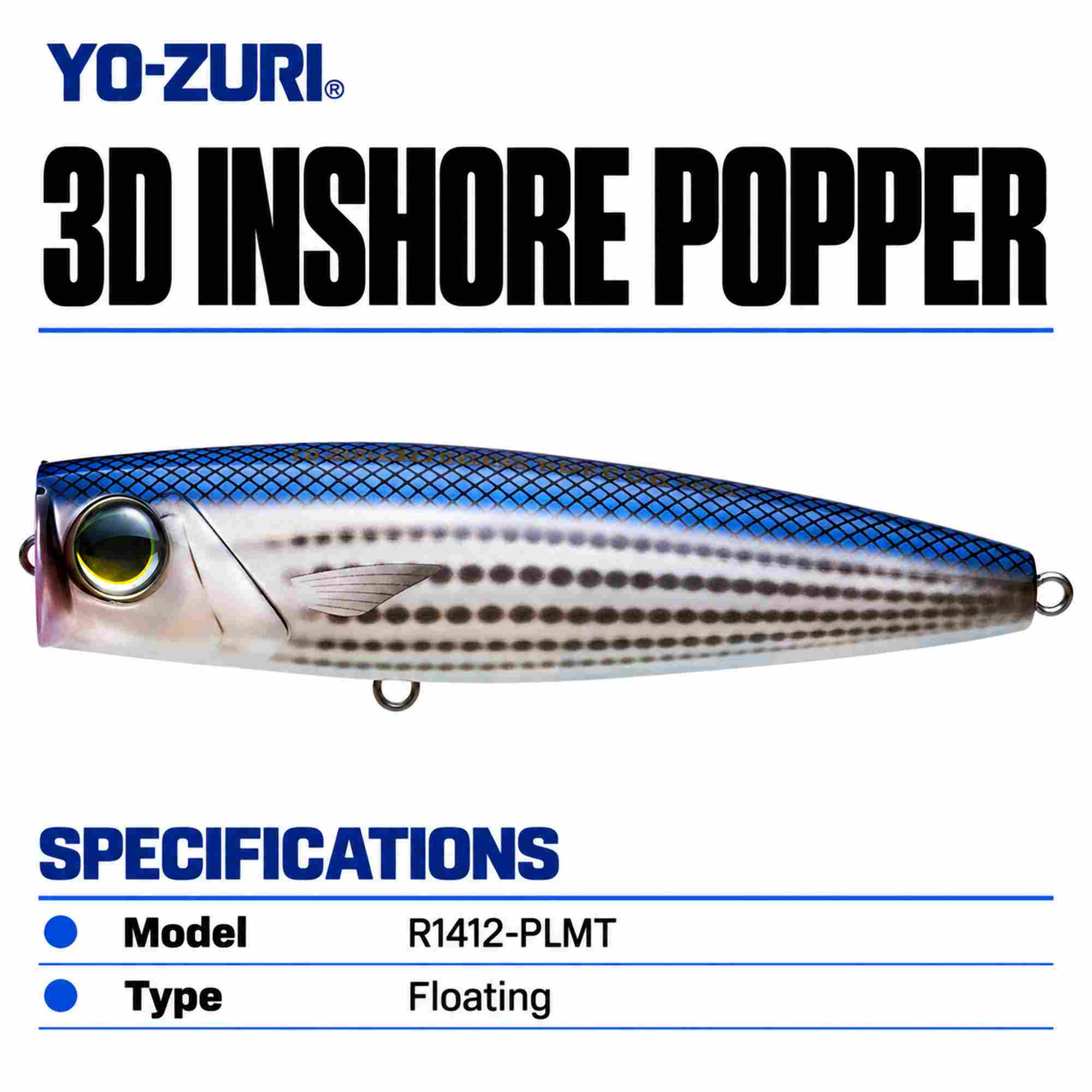 Yo Zuri Duel 3D Inshore Popper 120F Floating Lure R1412-PLMT (7930)