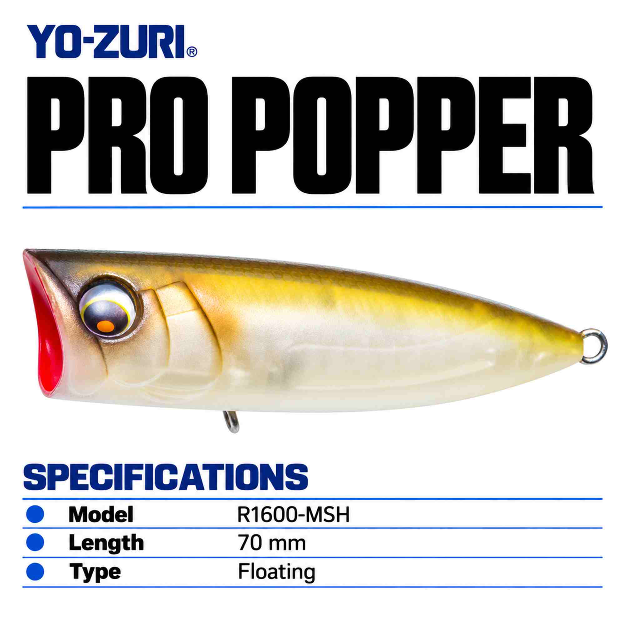 Yo Zuri Pro Popper 70mm Floating Lure R1600-MSH (8272)