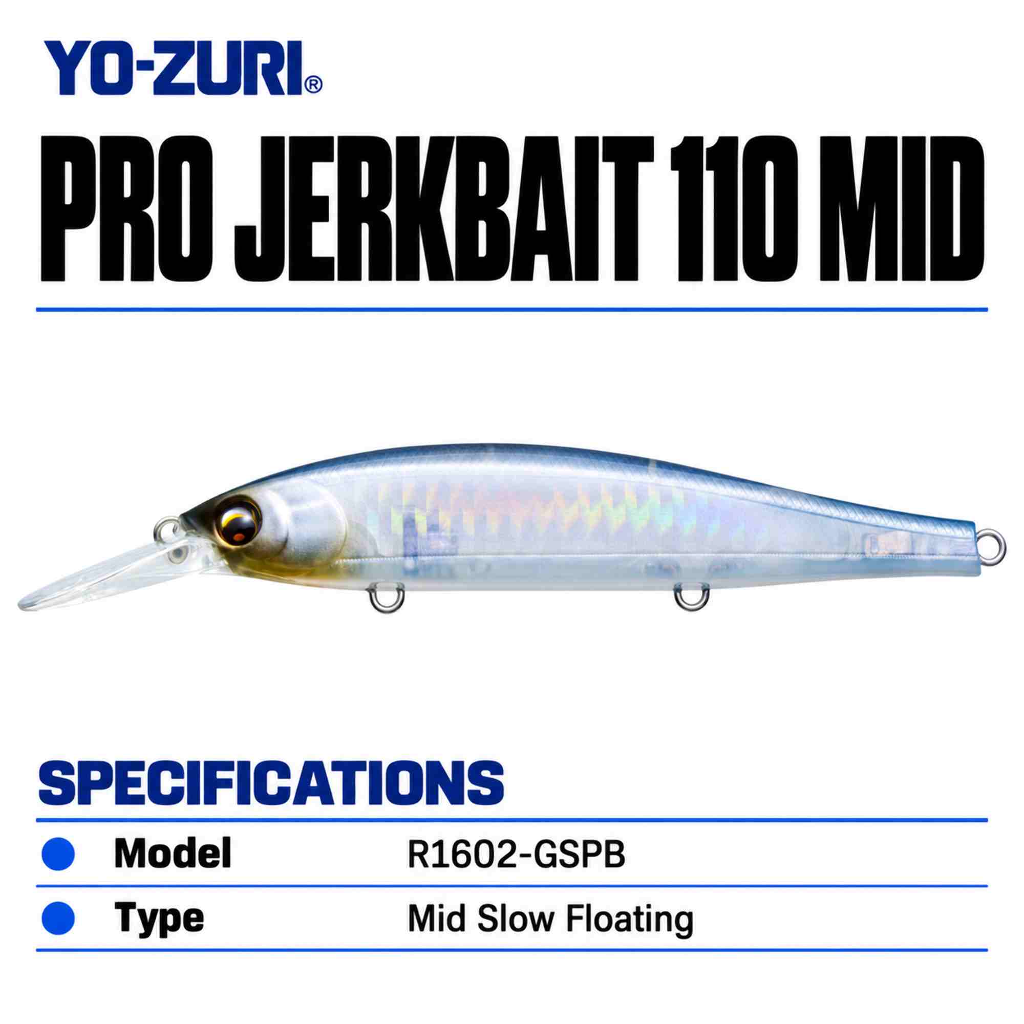 Yo Zuri Pro Jerkbait 110 Mid Slow Floating Lure R1602-GSPB (8371)