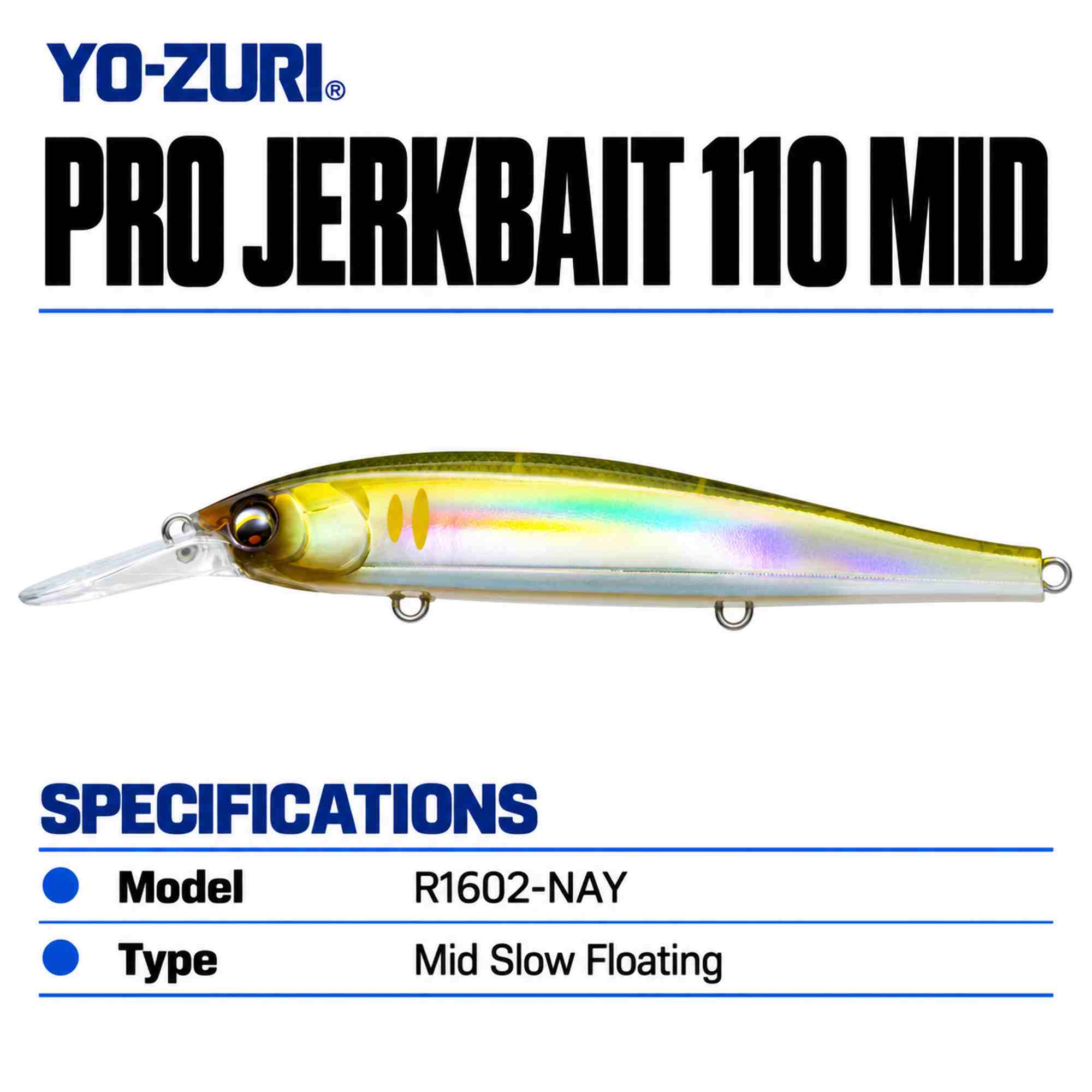 Yo Zuri Pro Jerkbait 110 Mid Slow Floating Lure R1602-NAY (8418)