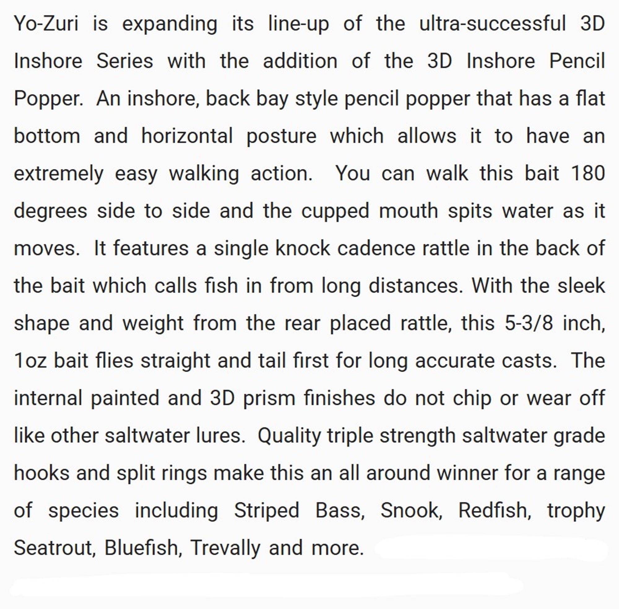Yo Zuri Duel 3D Inshore Pencil Popper 135 mm Floating Lure R1433-HBSC (9286)