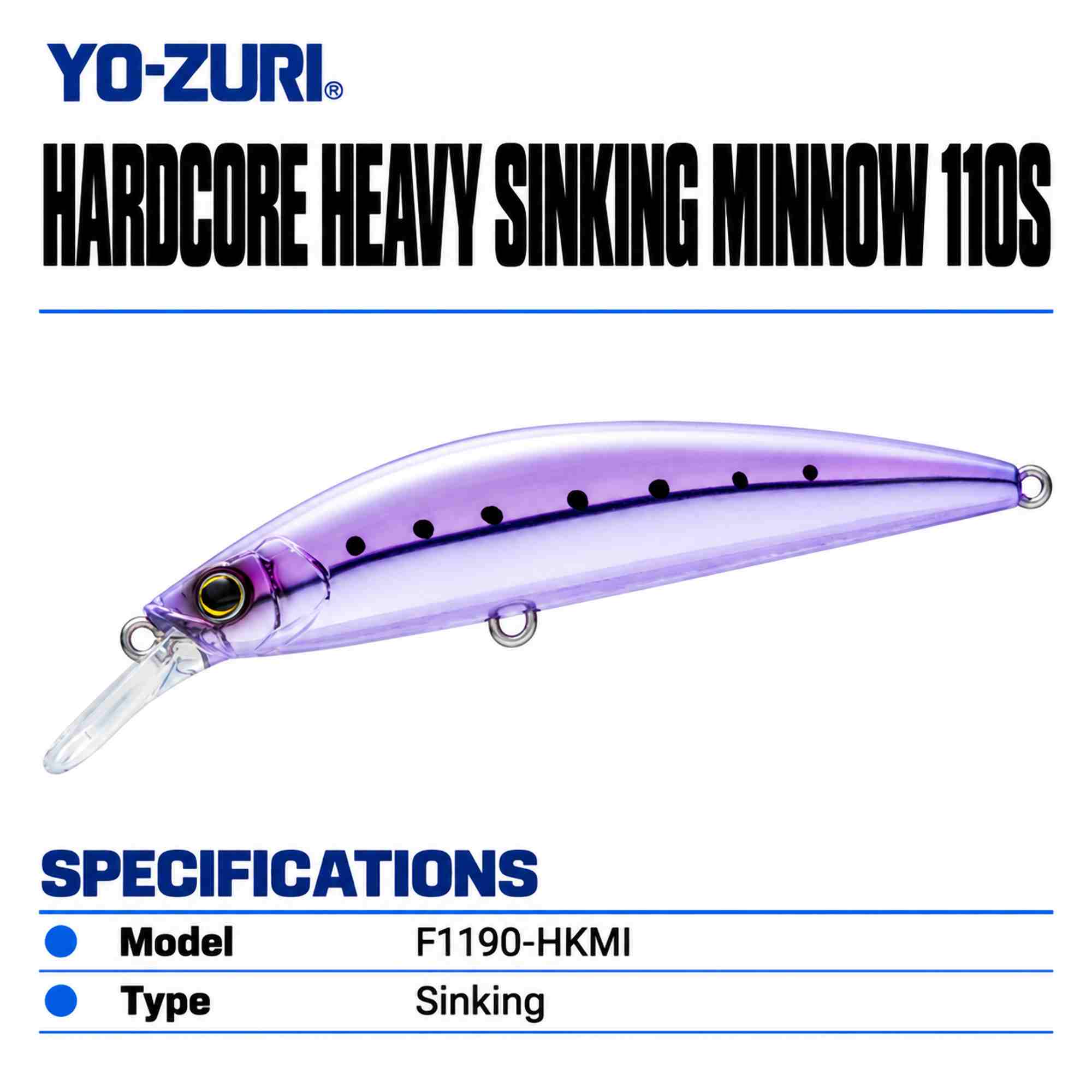 Yo Zuri Duel Hardcore 110S Heavy Sinking Minnow Lure F1190-HKMI (0953)