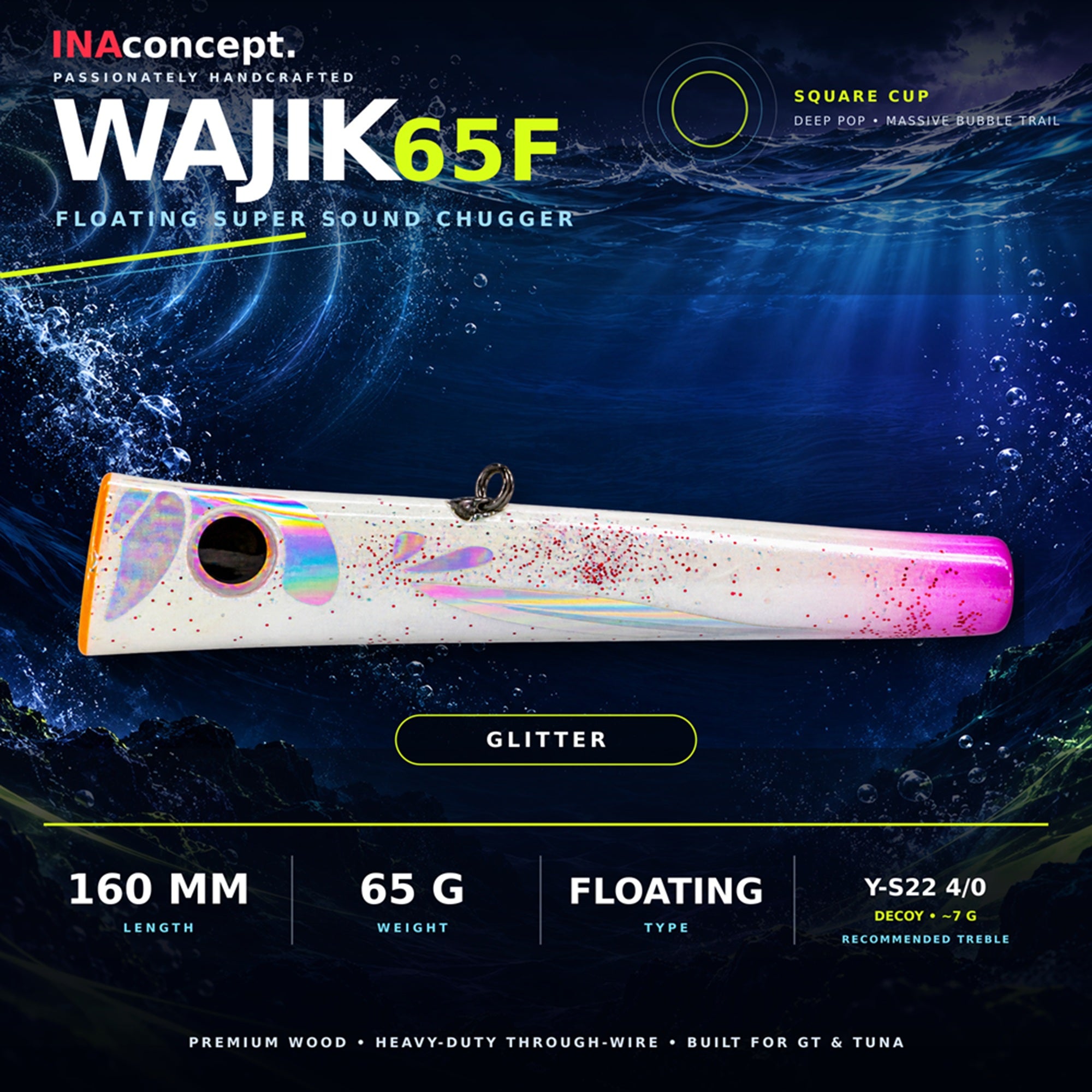 Ina Concept Wajik 160mm 65 grams Popper Floating Lure Glitter (4016)