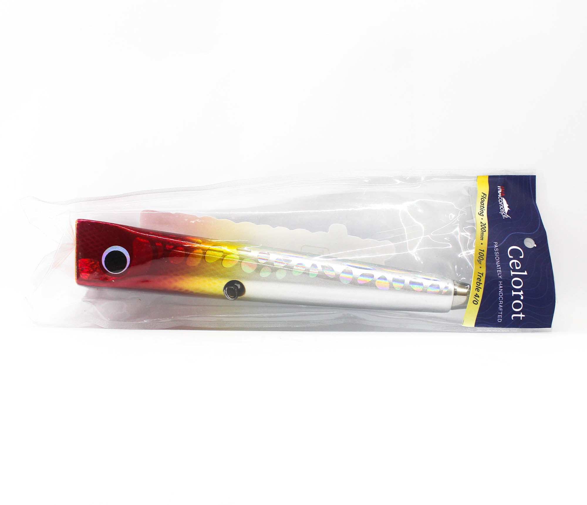 Ina Concept Celorot 200mm 100 grams Popper Floating Lure Red Silver (4020)