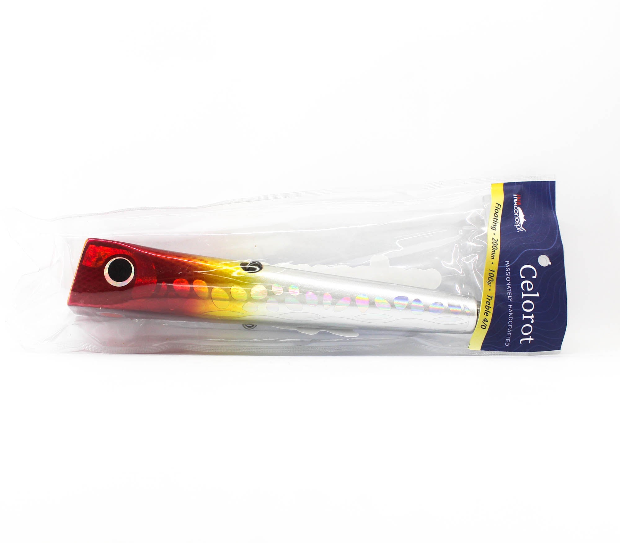 Ina Concept Celorot 200mm 100 grams Popper Floating Lure Red Silver (4020)