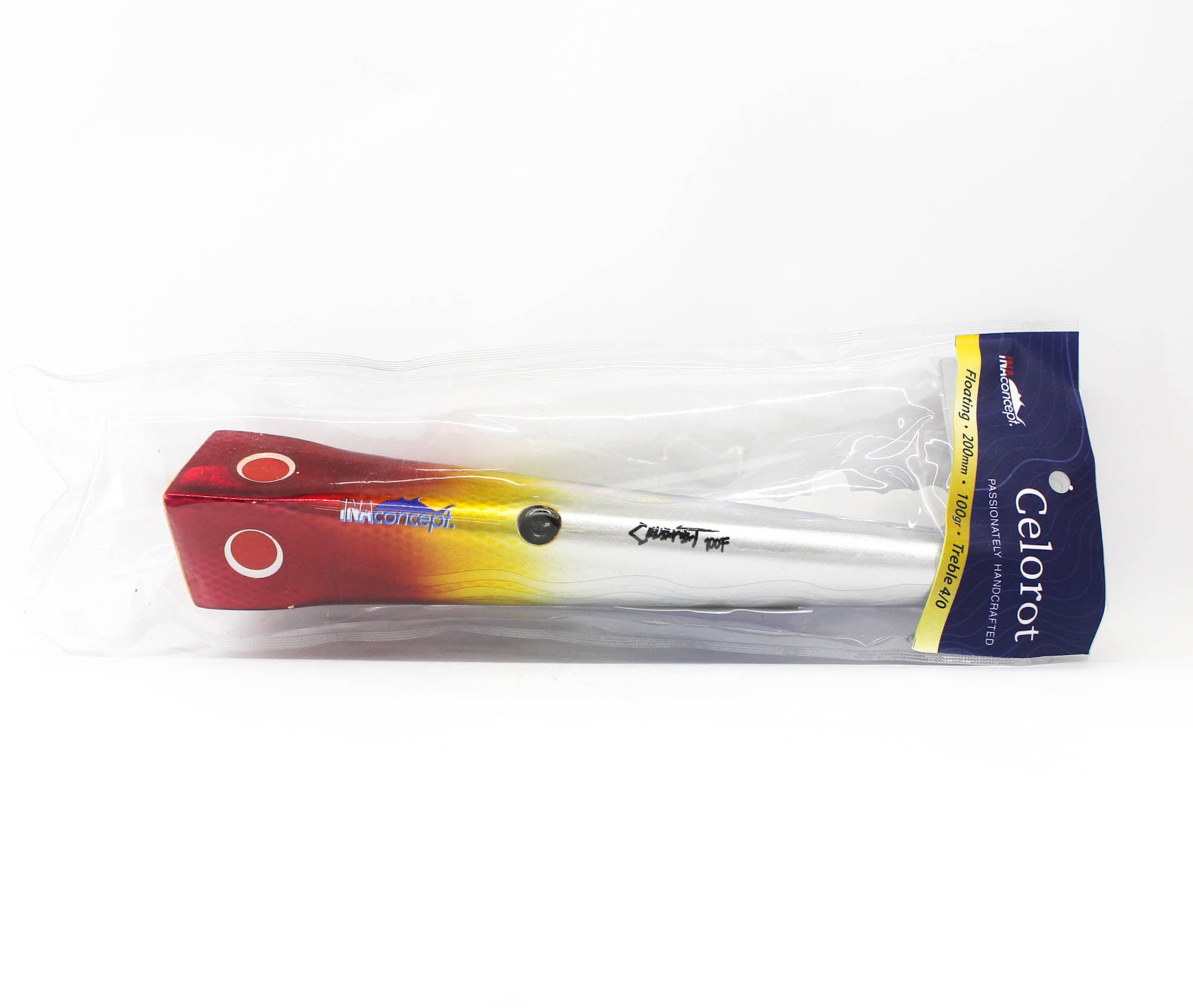 Ina Concept Celorot 200mm 100 grams Popper Floating Lure Red Silver (4020)