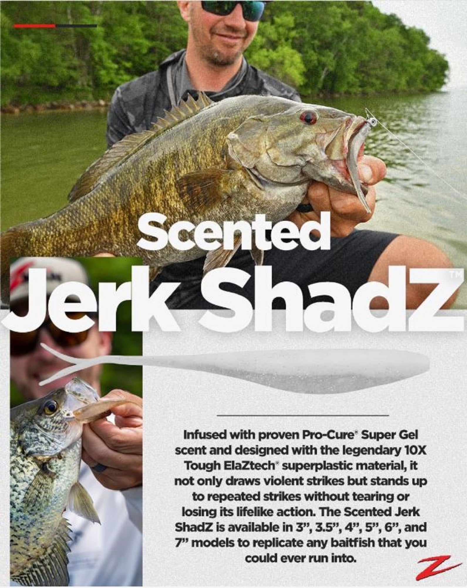 Zman Soft Lure Jerk ShadZ 4 Inch 5/Pack Hot Chartreuse (0092)
