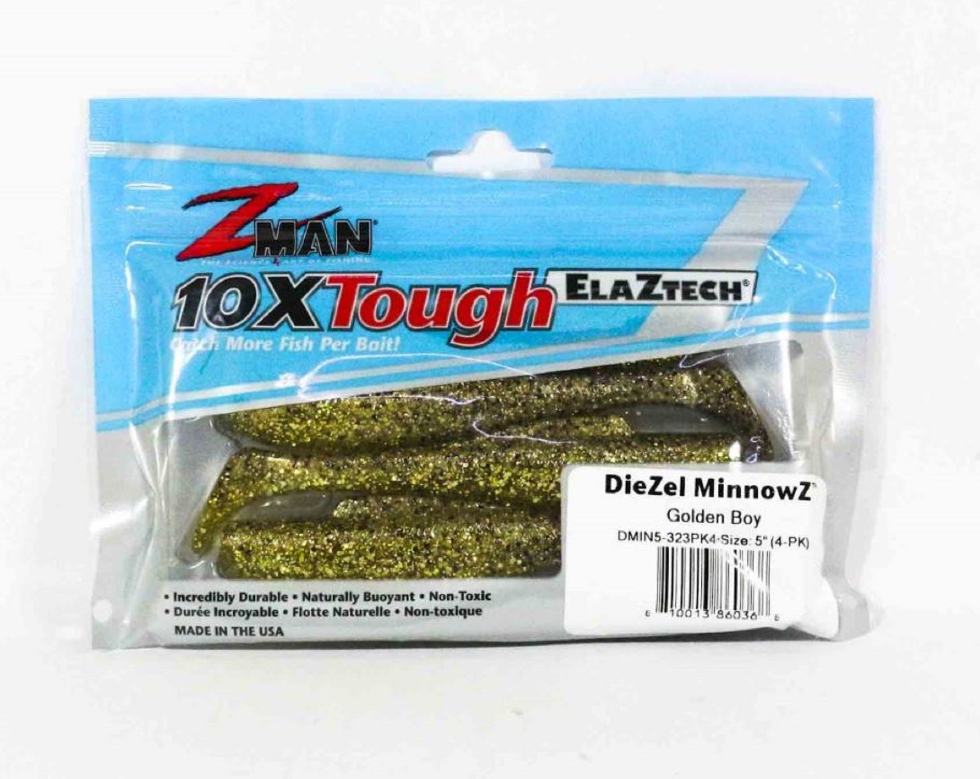 Zman Soft Lure Diezel MinnowZ 5 Inch 4/Pack Golden Boy (0368)