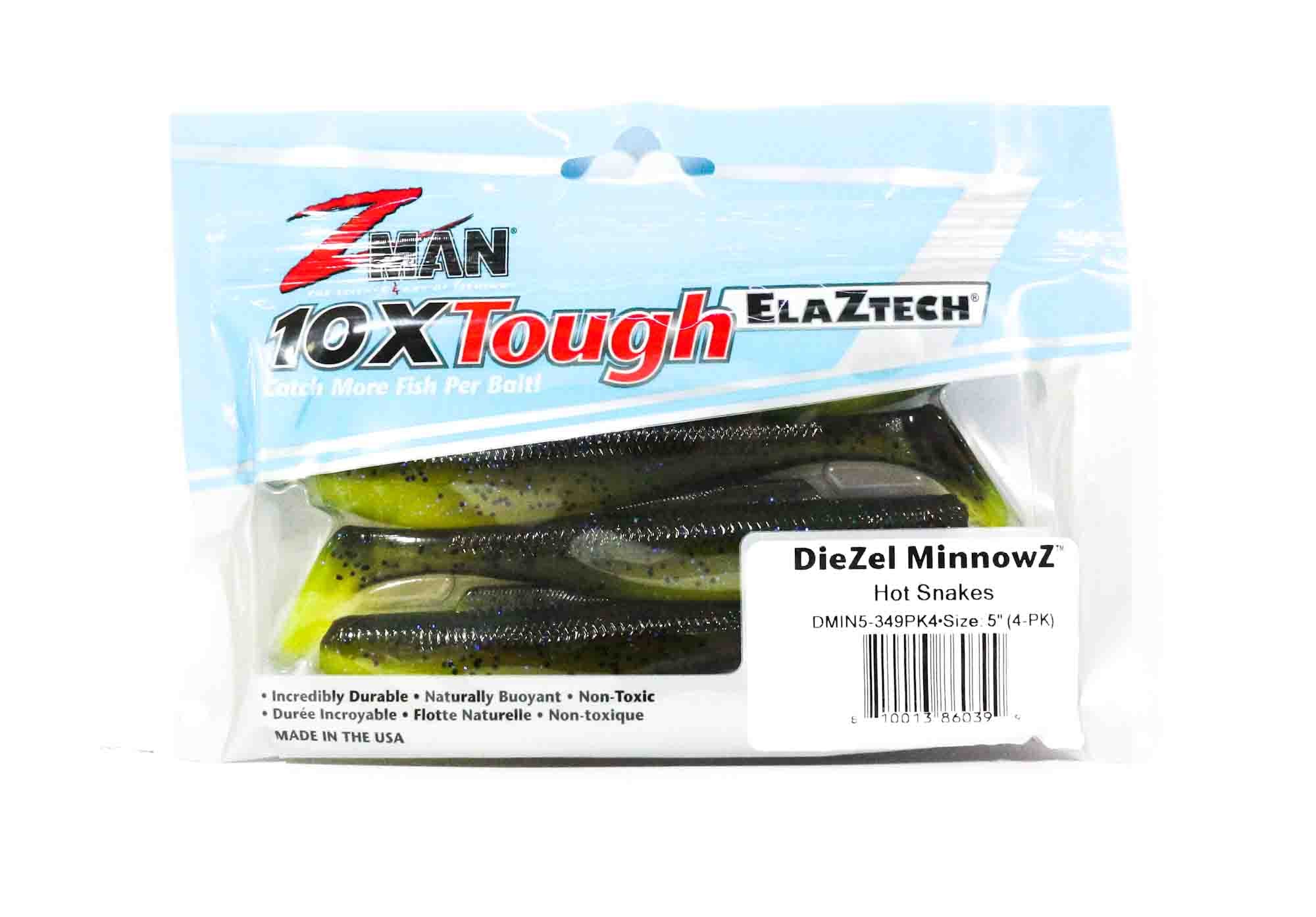 Zman Soft Lure Diezel MinnowZ 5 Inch 4/Pack Hot Snakes (0399)