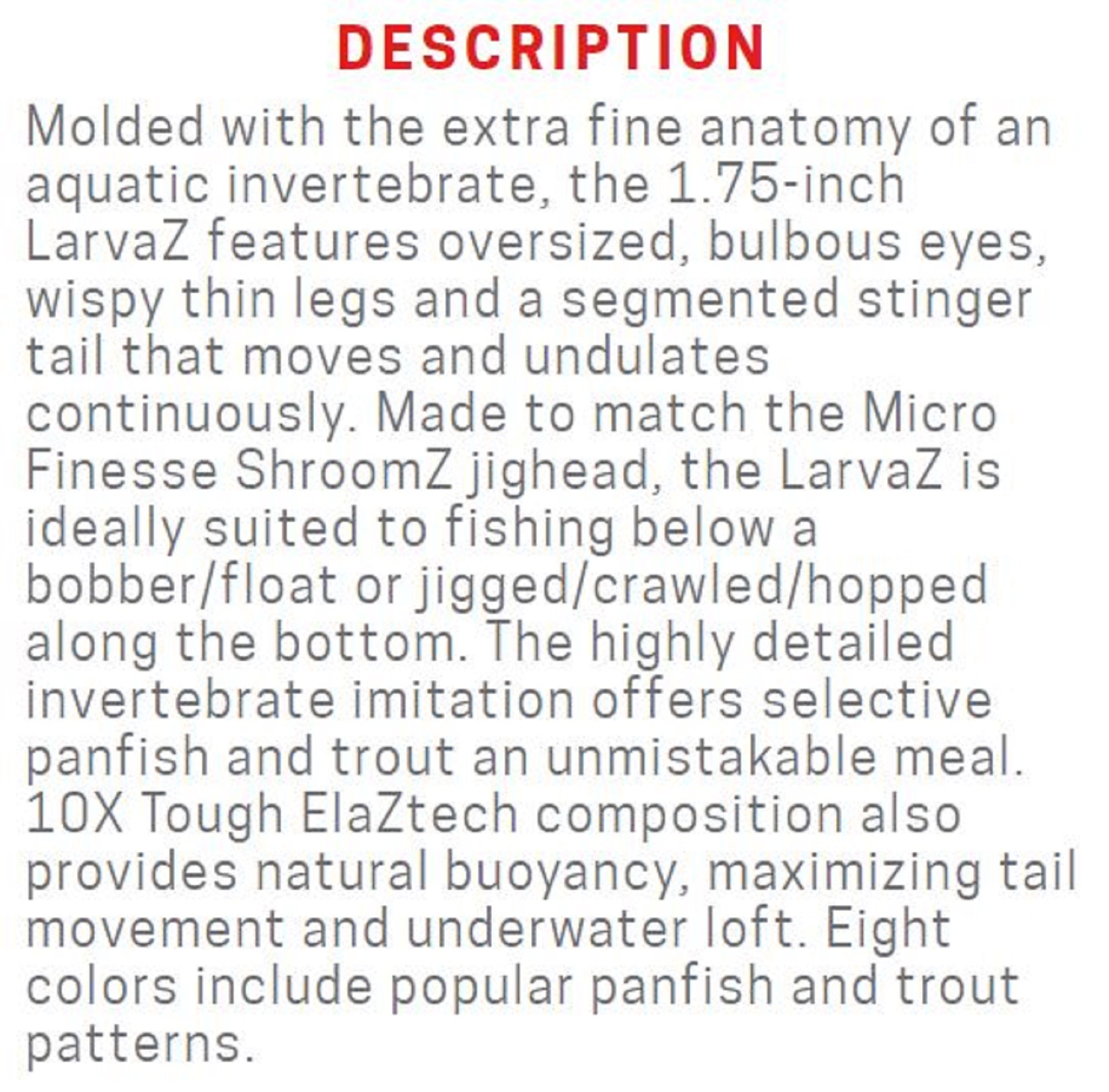 Zman Soft Lure LarvaZ 1.75 Inch 8/Pack Bloodworm (4106)