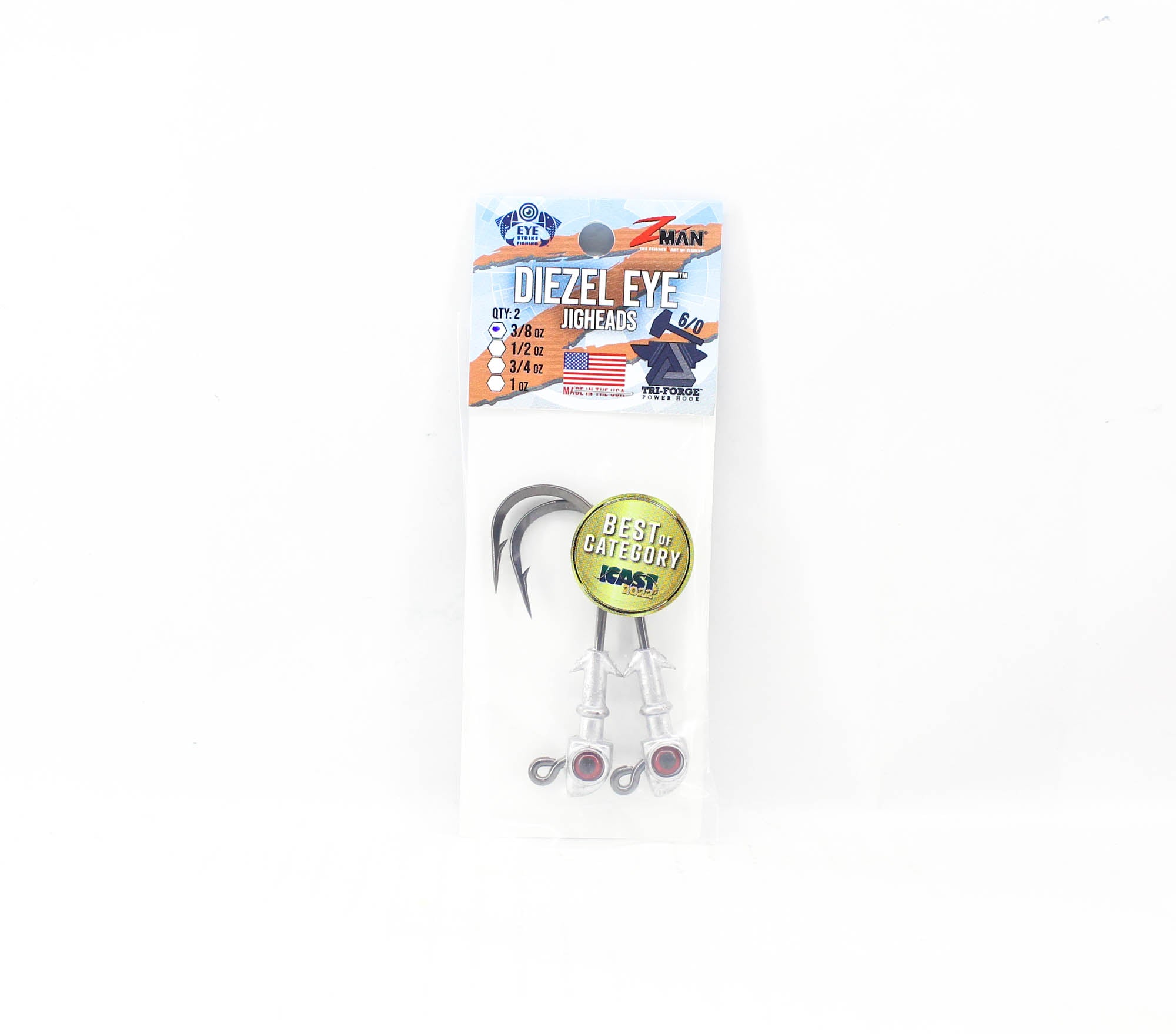 Zman Jighead Diezel Eye 3/8 oz 6/0 2/pack Red (4120)