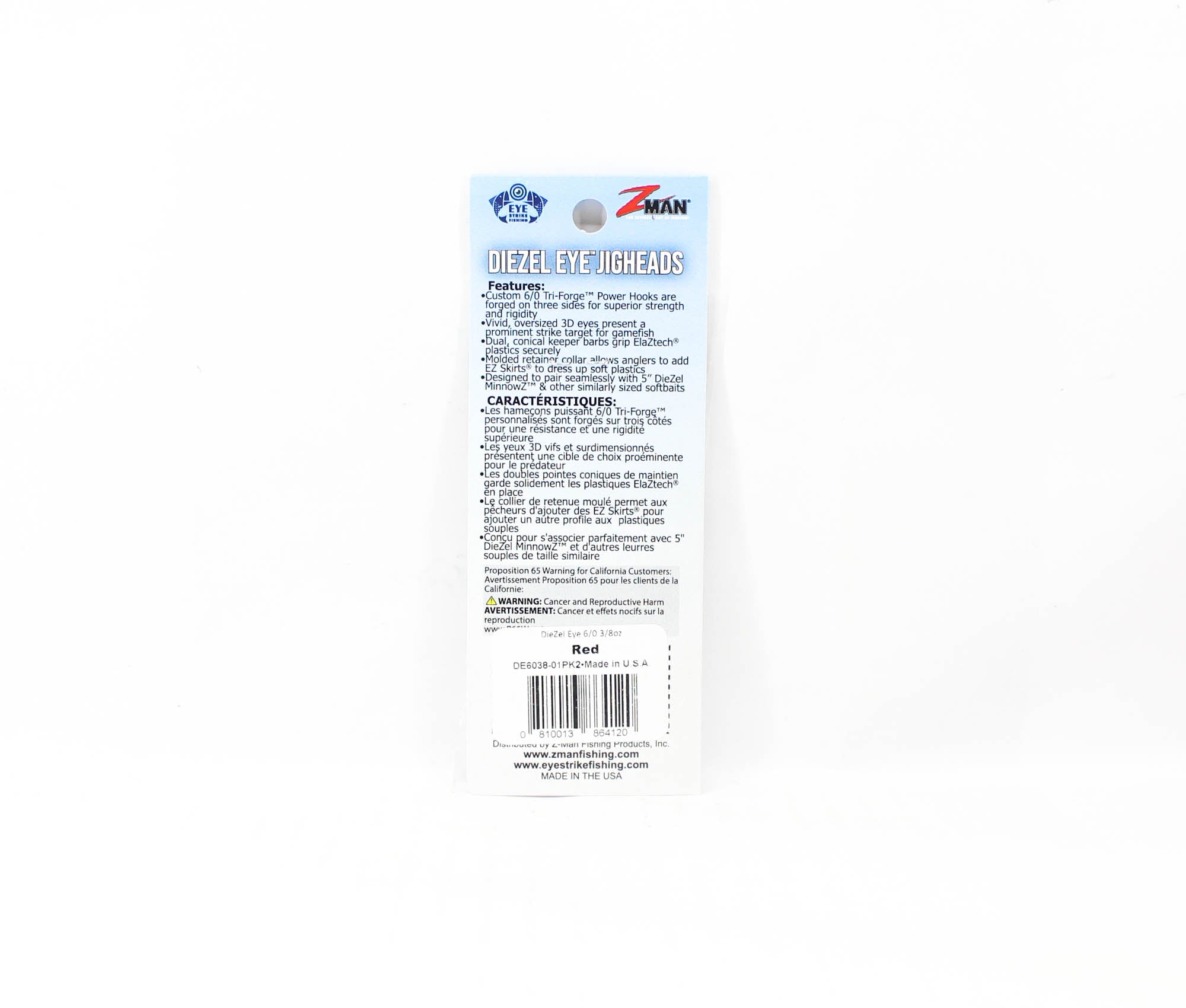 Zman Jighead Diezel Eye 3/8 oz 6/0 2/pack Red (4120)