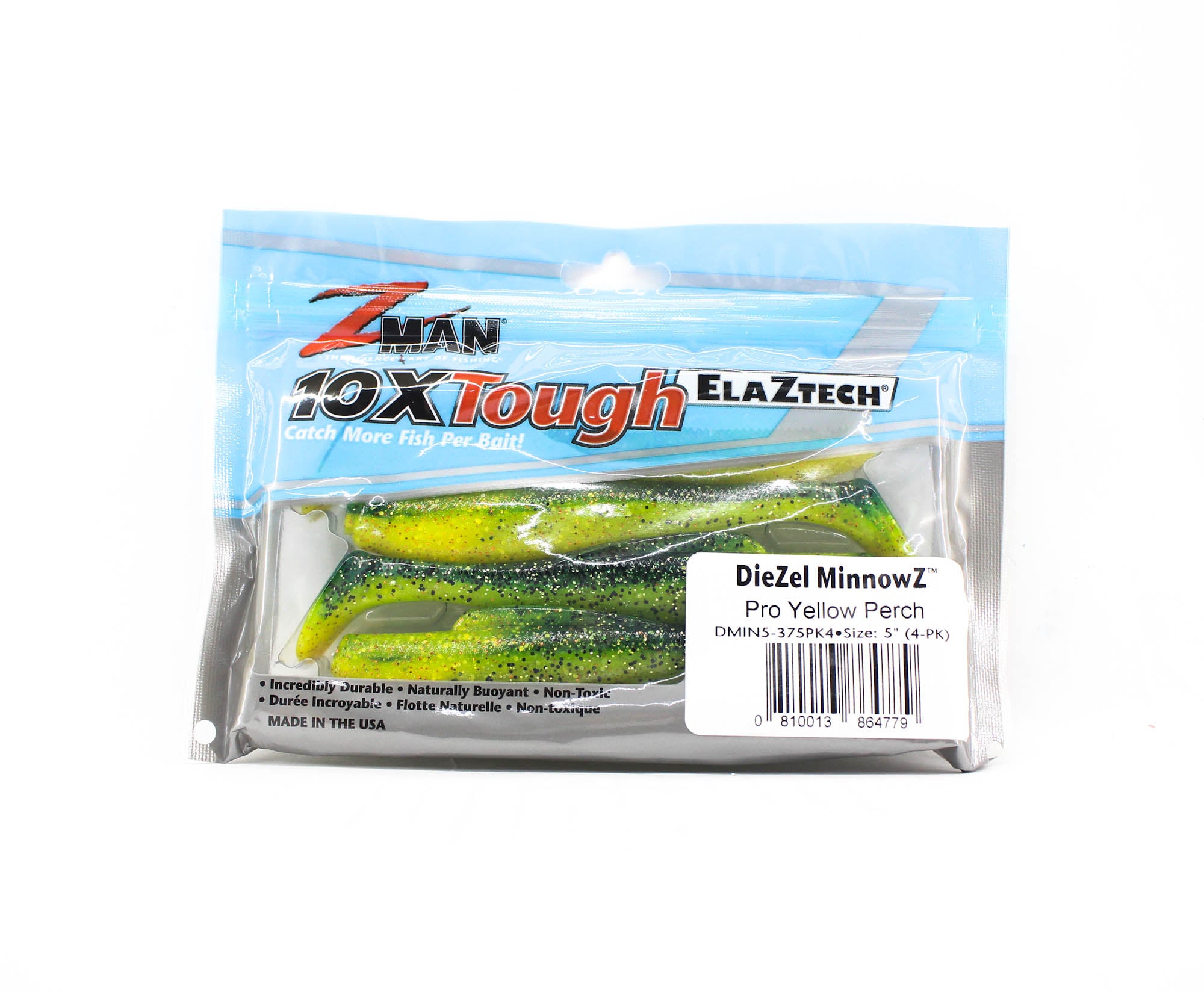 Zman Soft Lure Diezel MinnowZ 5 Inch 4/Pack Pro Yellow Perch (4779)