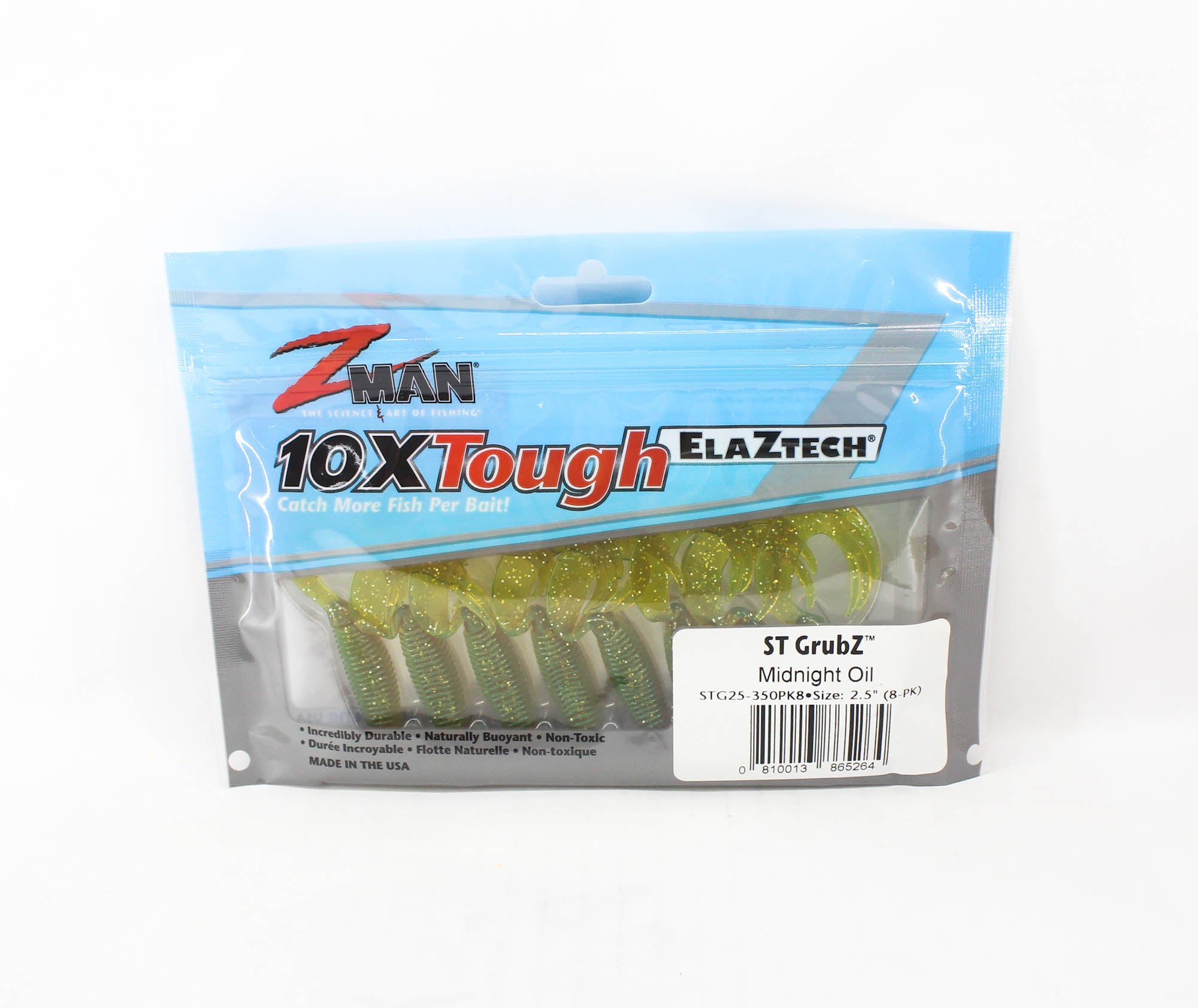 Zman Soft Lure ST GrubZ 2.5 Inch 8/Pack Midnight Oil (5264)