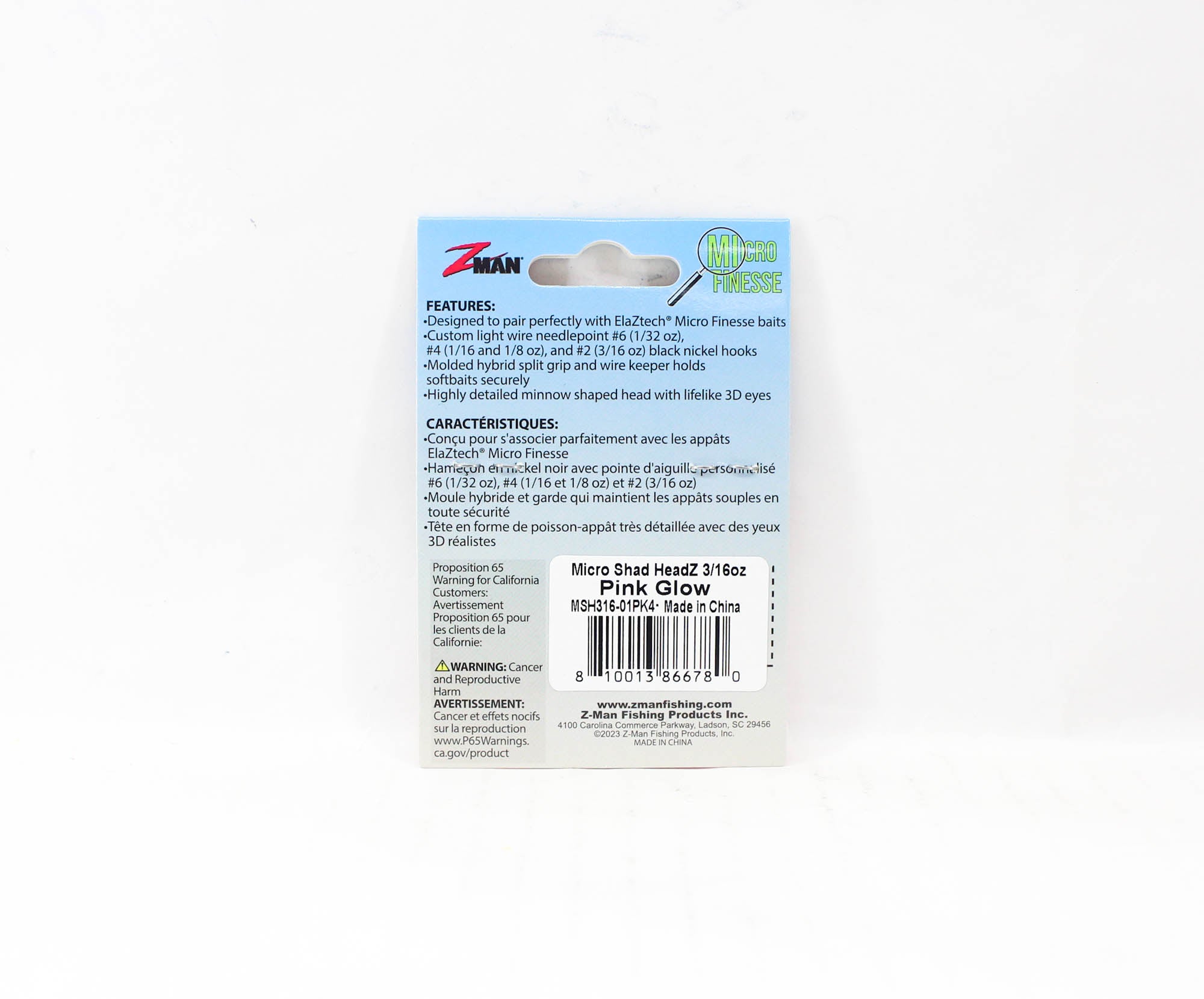 Zman Jighead Micro Shad HeadZ 3/16 oz Size 2 4/pack Pink Glow (6780)