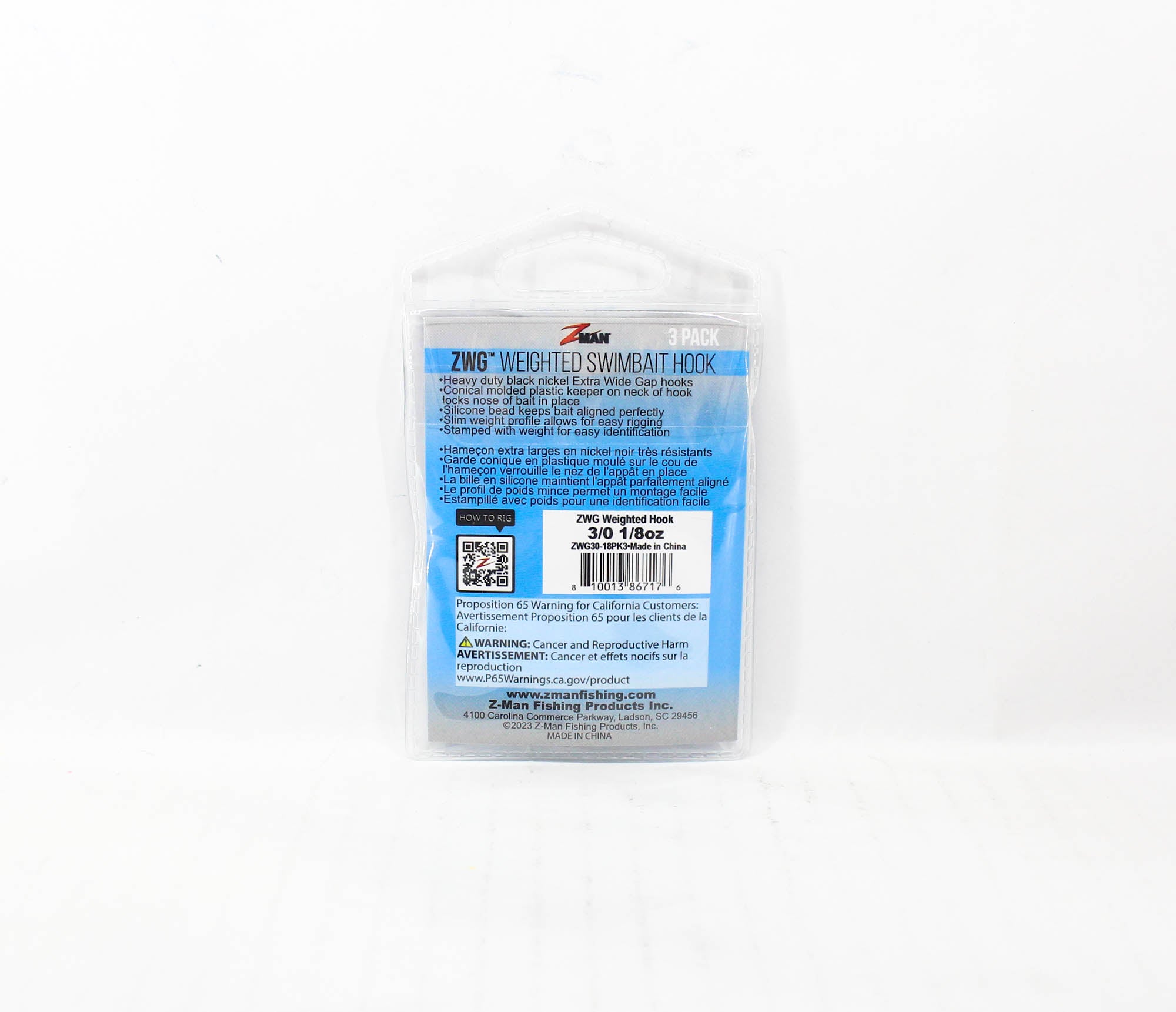 Zman ZWG Weighted Swimbait Worm Hook 1/8 oz 3/0 3/pack (7176)