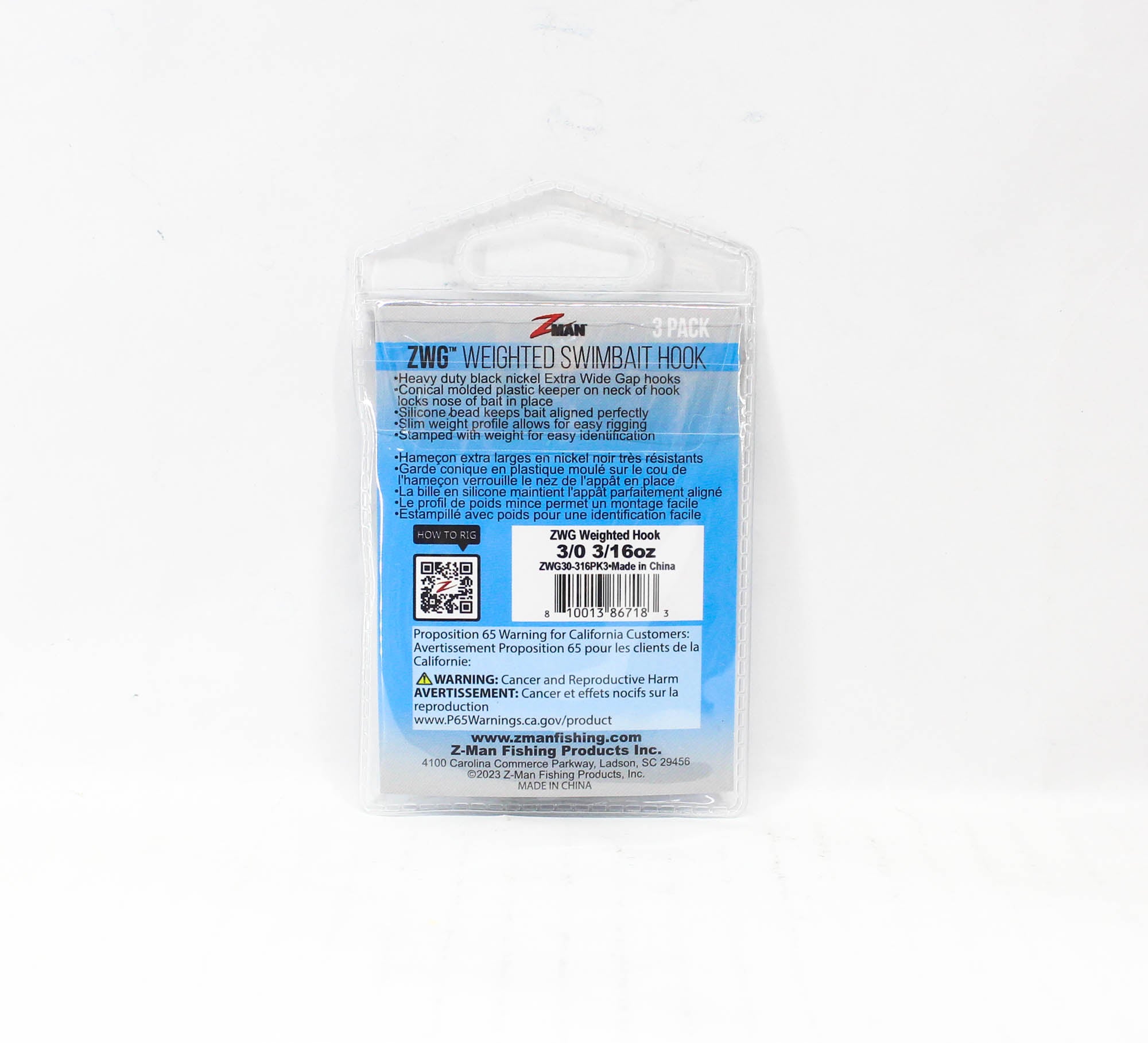 Zman ZWG Weighted Swimbait Worm Hook 3/16 oz 3/0 3/pack (7183)