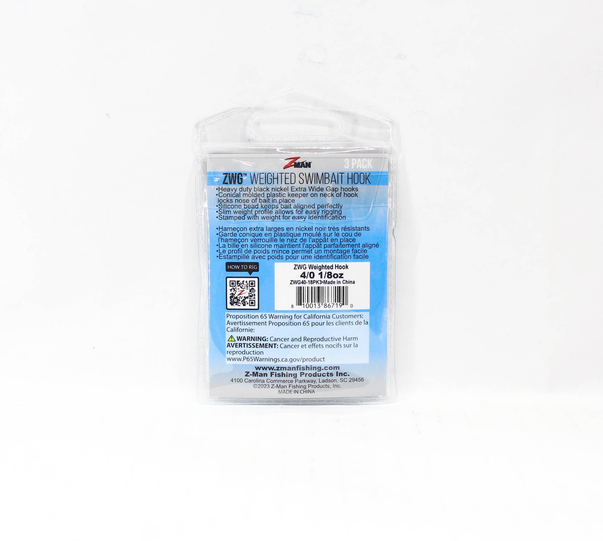 Zman ZWG Weighted Swimbait Worm Hook 1/8 oz 4/0 3/pack (7190)