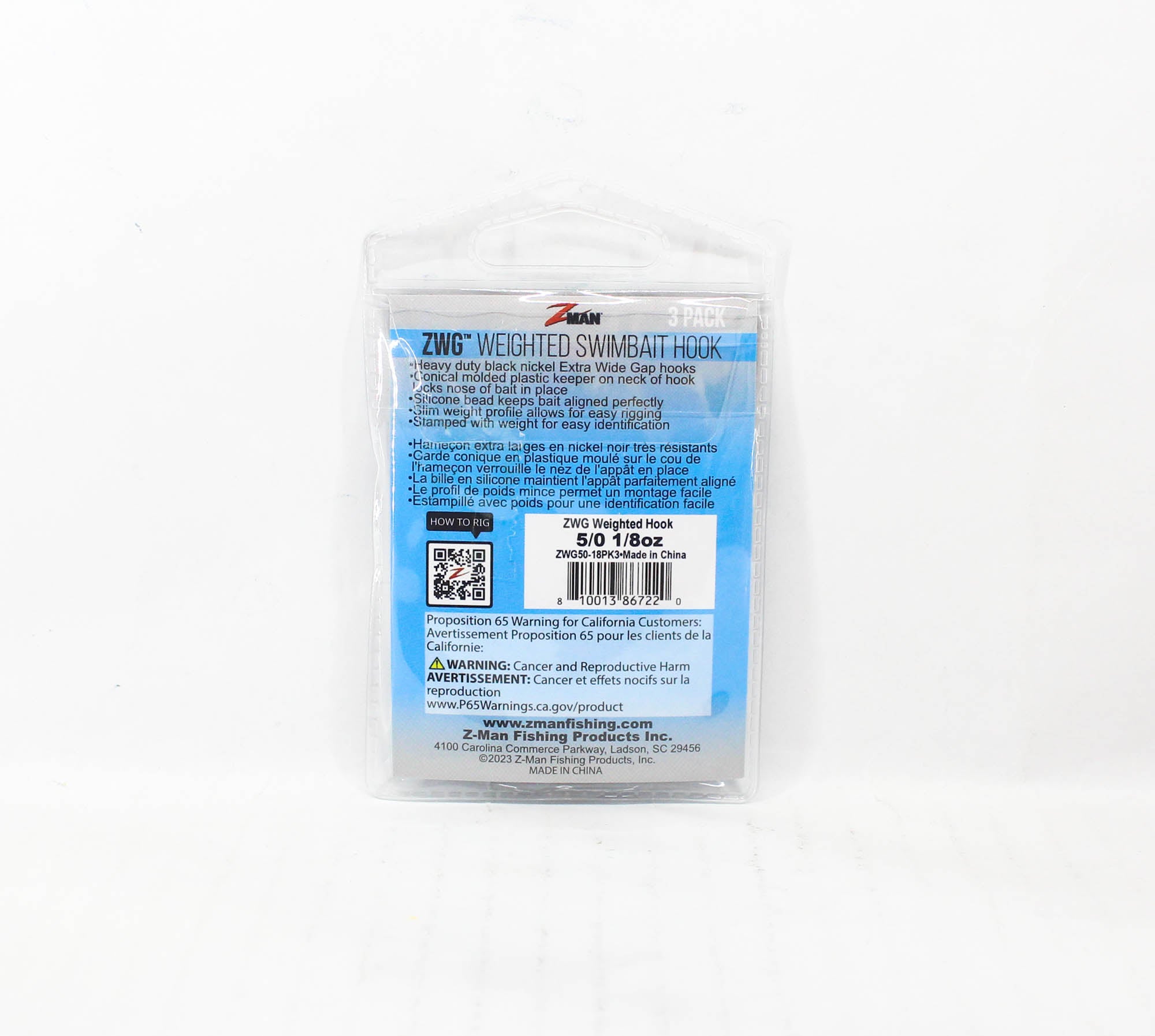 Zman ZWG Weighted Swimbait Worm Hook 1/8 oz 5/0 3/pack (7220)