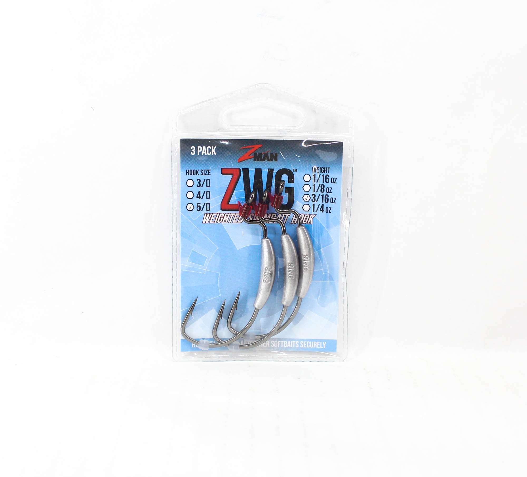 Zman ZWG Weighted Swimbait Worm Hook 3/16 oz 5/0 3/pack (7237)