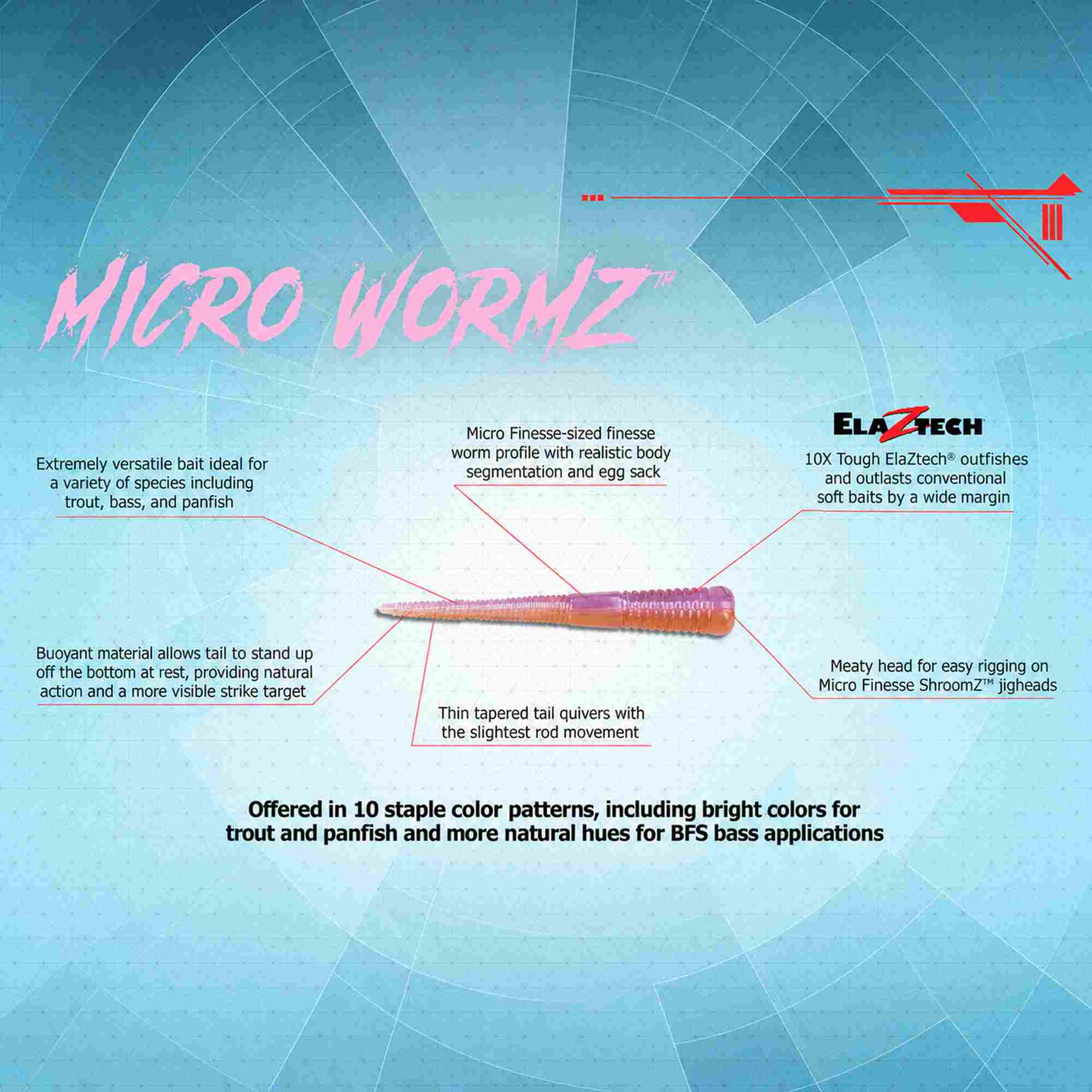 Zman Soft Lure Micro Wormz 2 Inch 8/Pack Salmon (8395)