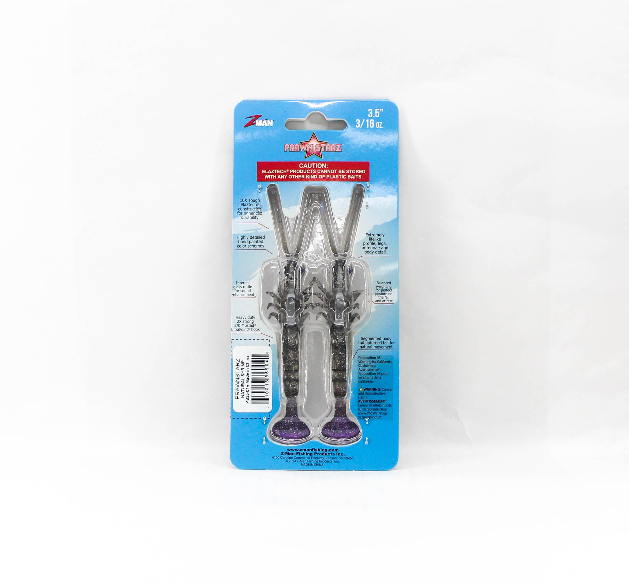 Zman Soft Lure PrawnstarZ 3.5 Inch 2/Pack Natural Shrimp (9040)