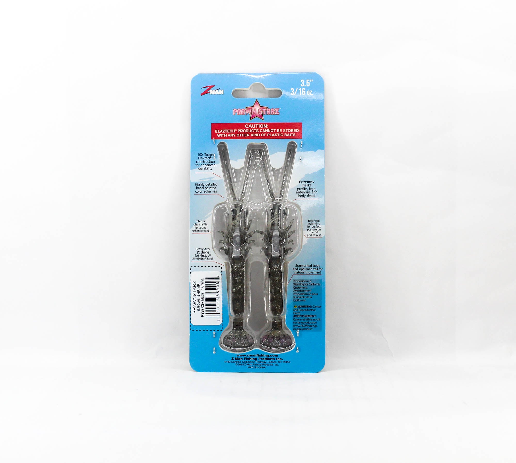 Zman Soft Lure PrawnstarZ 3.5 Inch 2/Pack Brown Shrimp (9057)