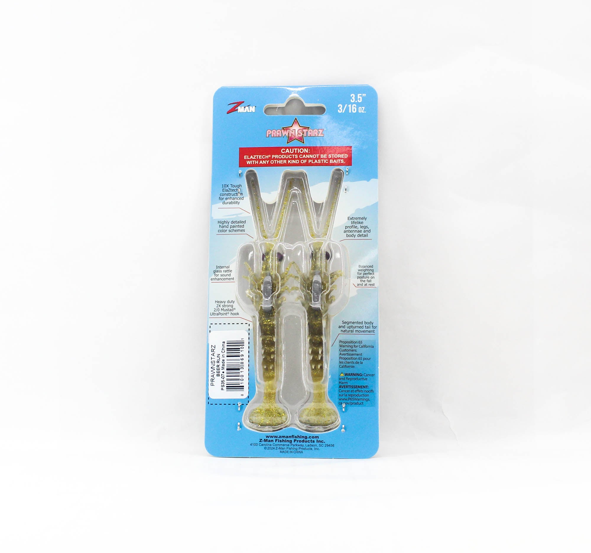 Zman Soft Lure PrawnstarZ 3.5 Inch 2/Pack Beer Run (9101)
