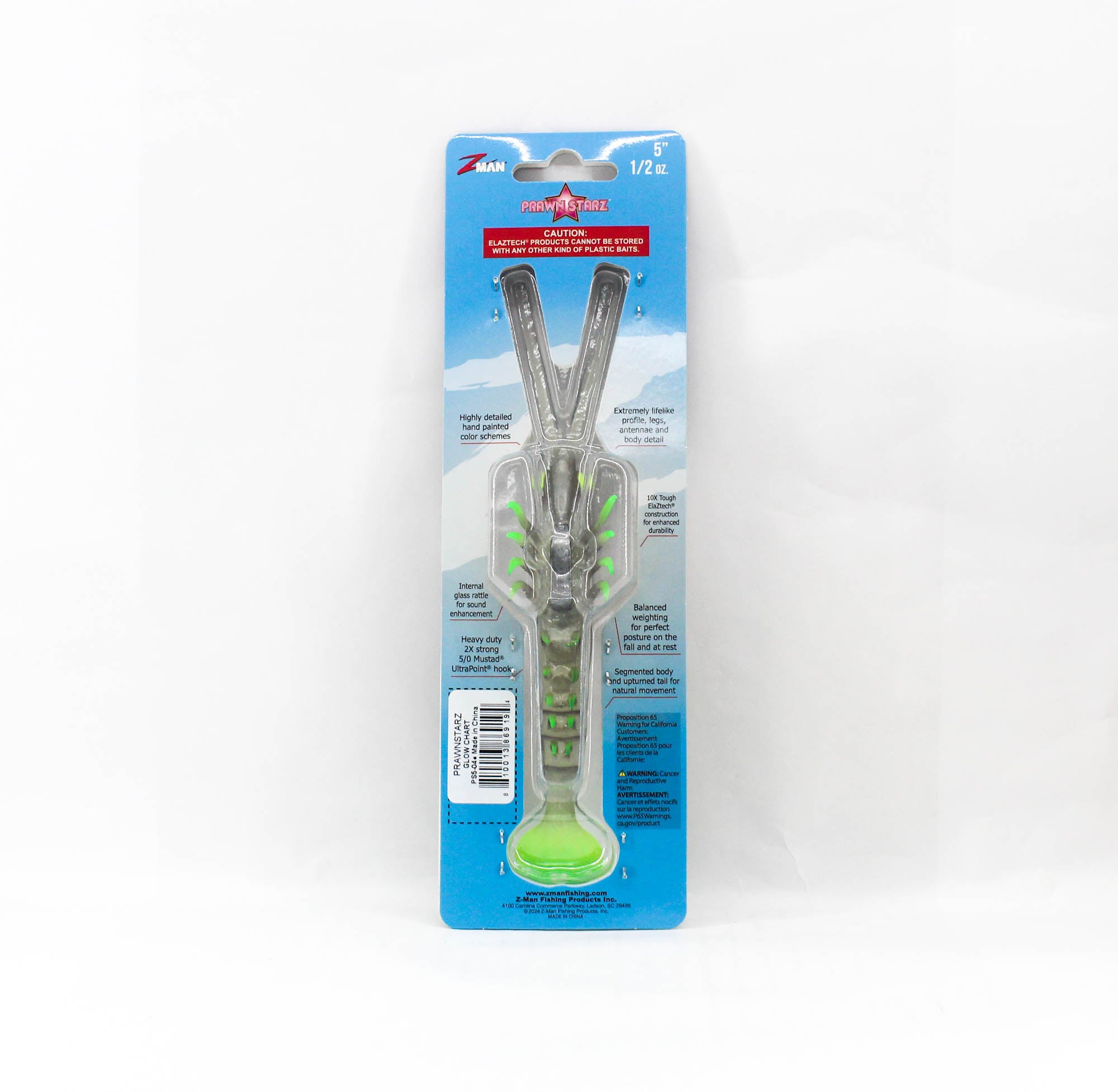 Zman Soft Lure PrawnstarZ 5 Inch Glow Chartreuse (9194)