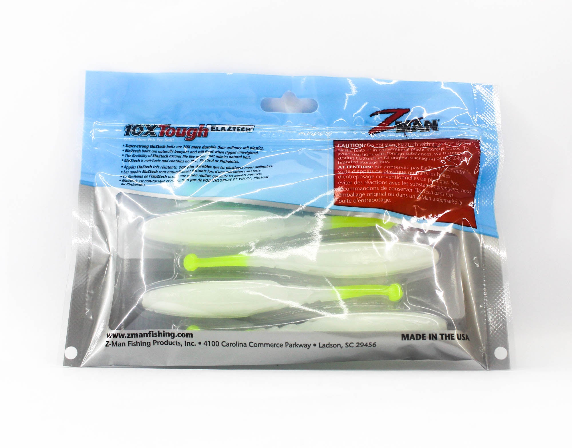 Zman Soft Lure Big BallerZ 4 Inch 5/Pack Glow Chart Tail (9446)
