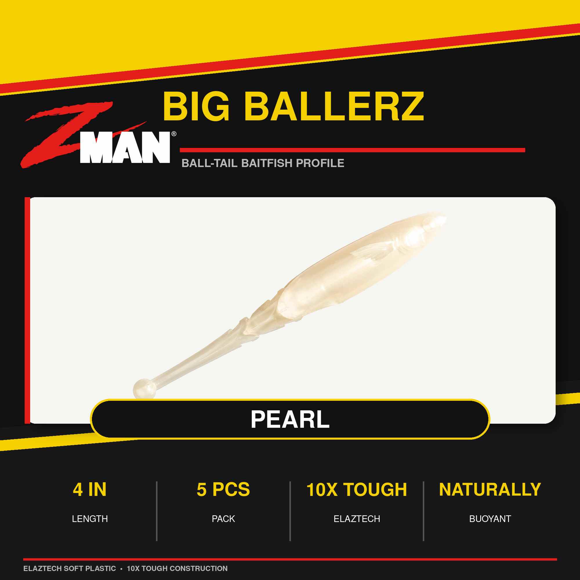 Zman Soft Lure Big BallerZ 4 Inch 5/Pack Pearl (9460)