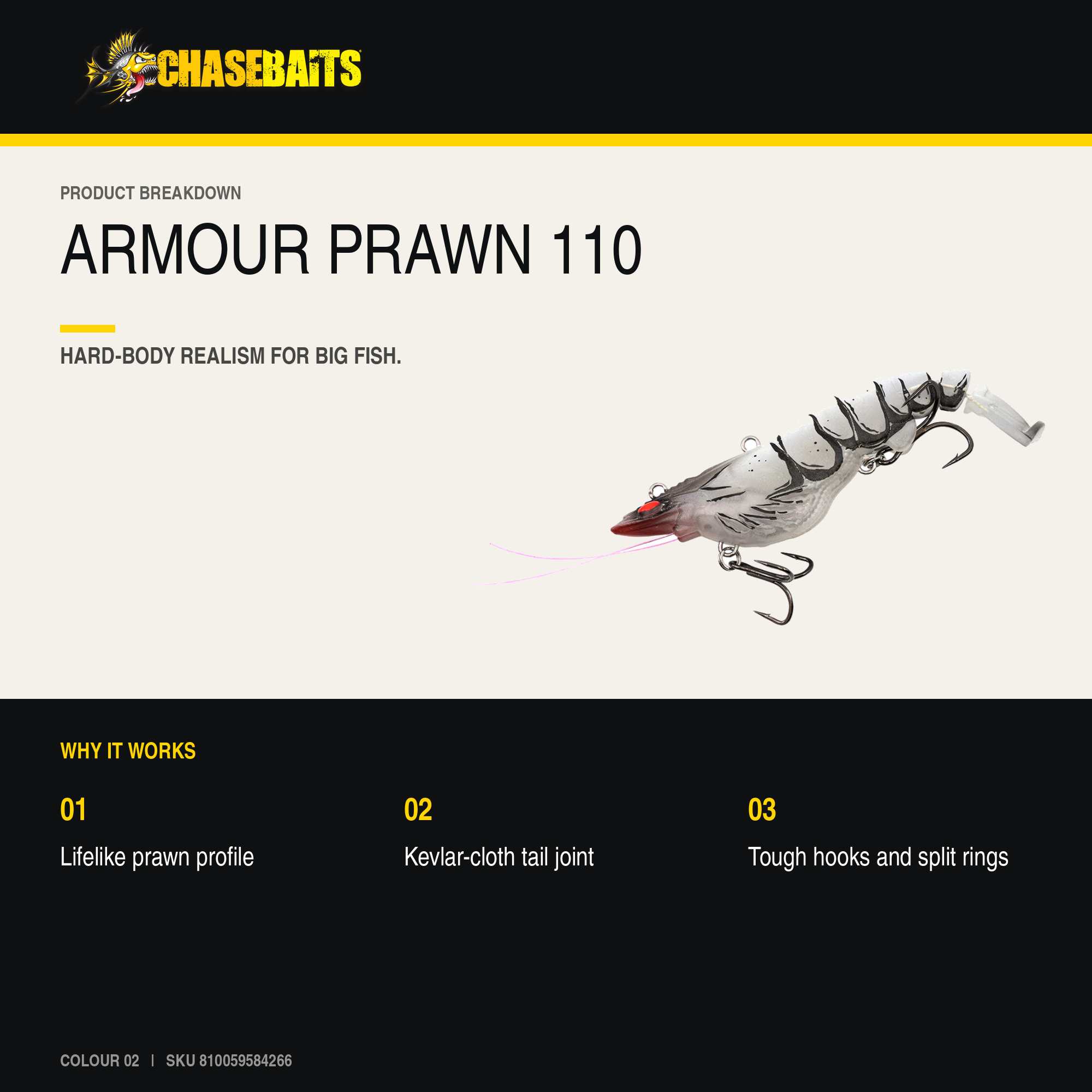 Chasebaits Armour Prawn 110 mm 25 grams Sinking Lure 02 (4266)