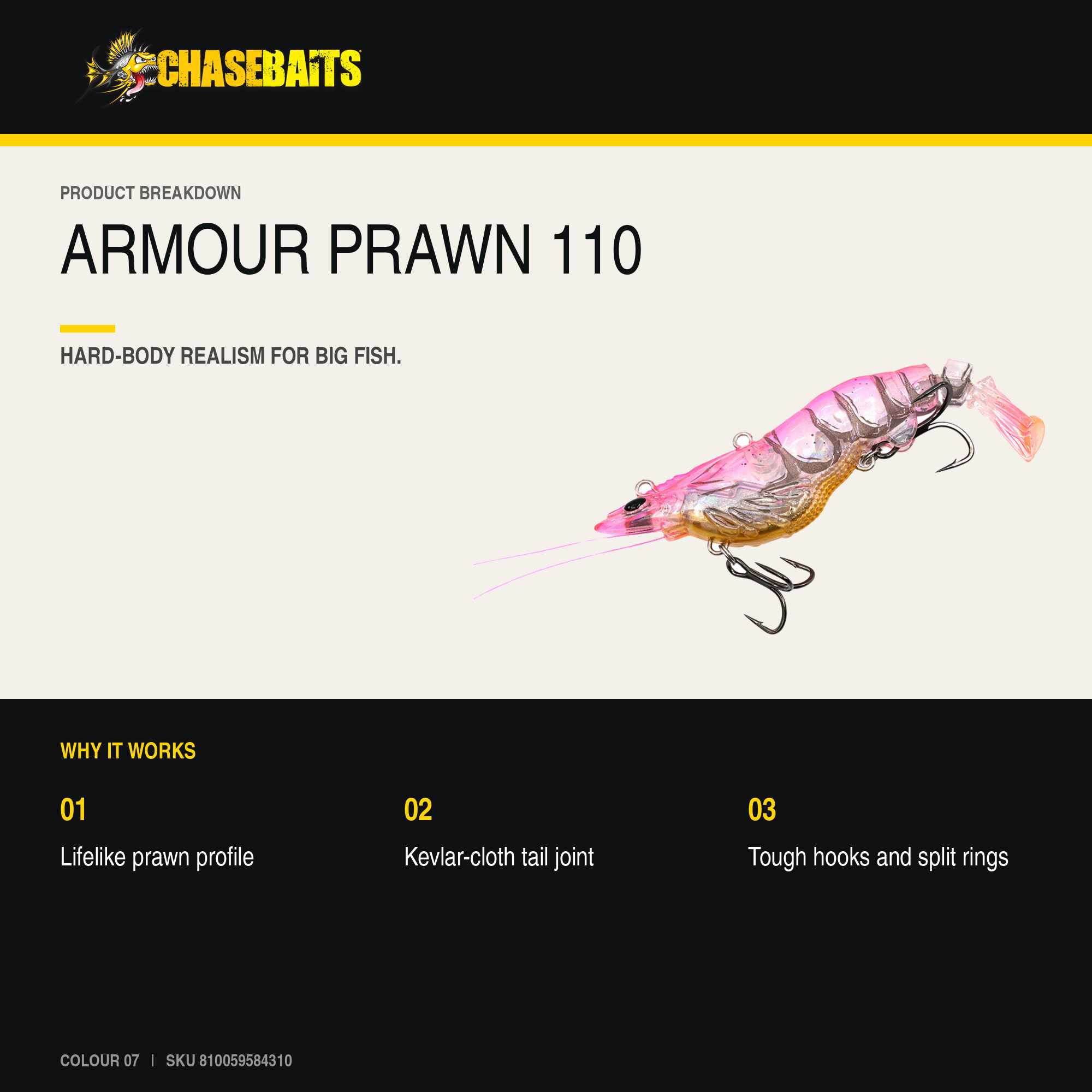 Chasebaits Armour Prawn 110 mm 25 grams Sinking Lure 07 (4310)