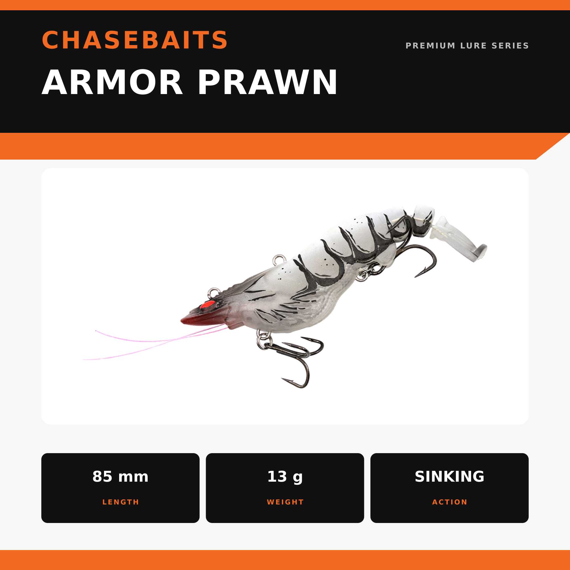 Chasebaits Armour Prawn 85 mm 13 grams Sinking Lure 02 (4334)