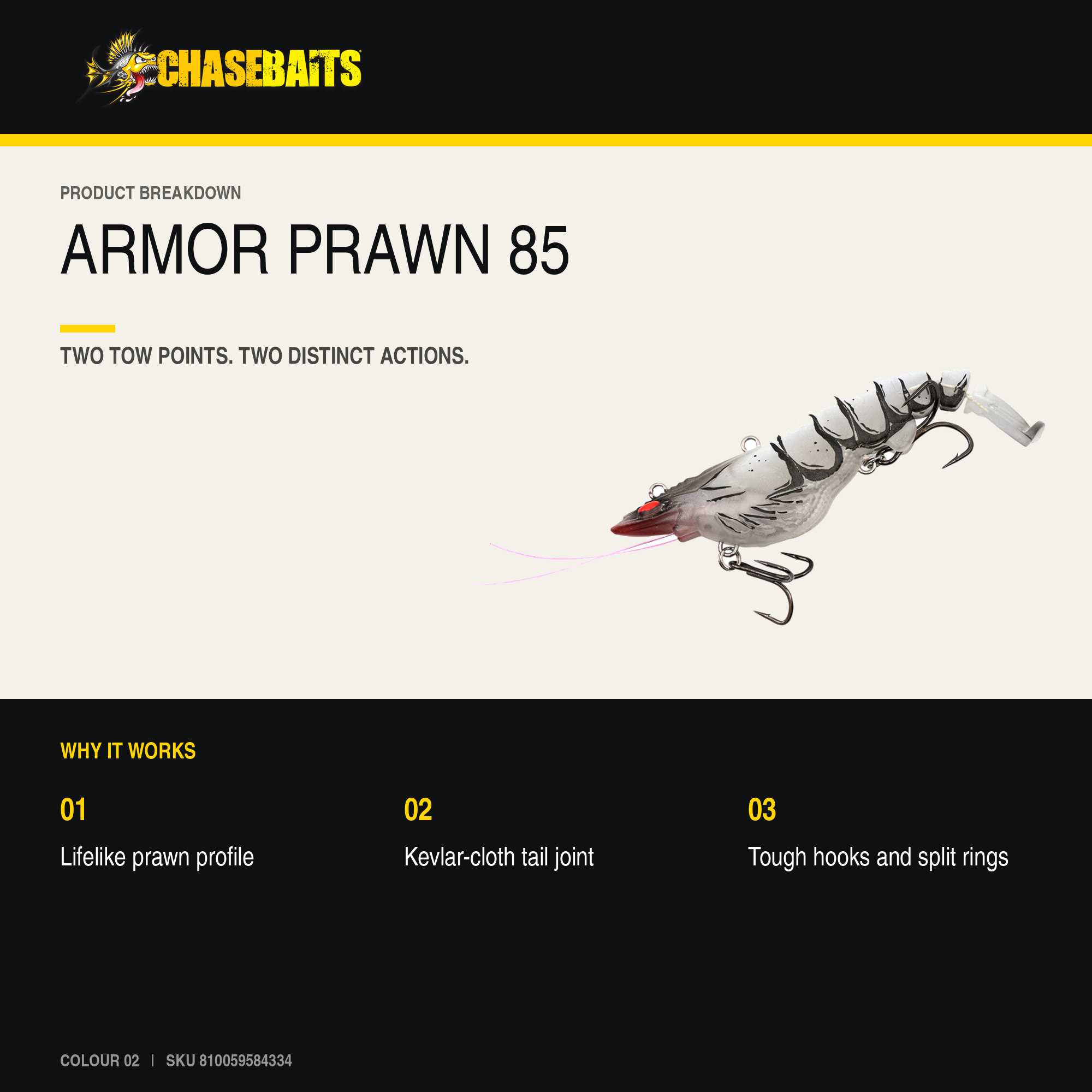 Chasebaits Armour Prawn 85 mm 13 grams Sinking Lure 02 (4334)