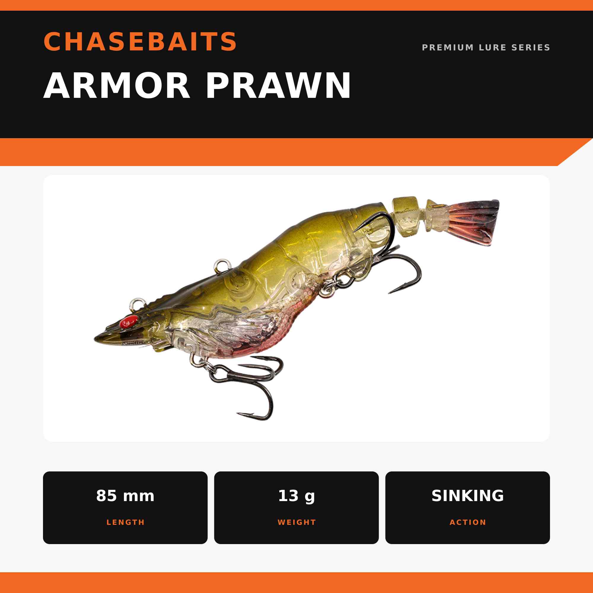 Chasebaits Armour Prawn 85 mm 13 grams Sinking Lure 04 (4358)