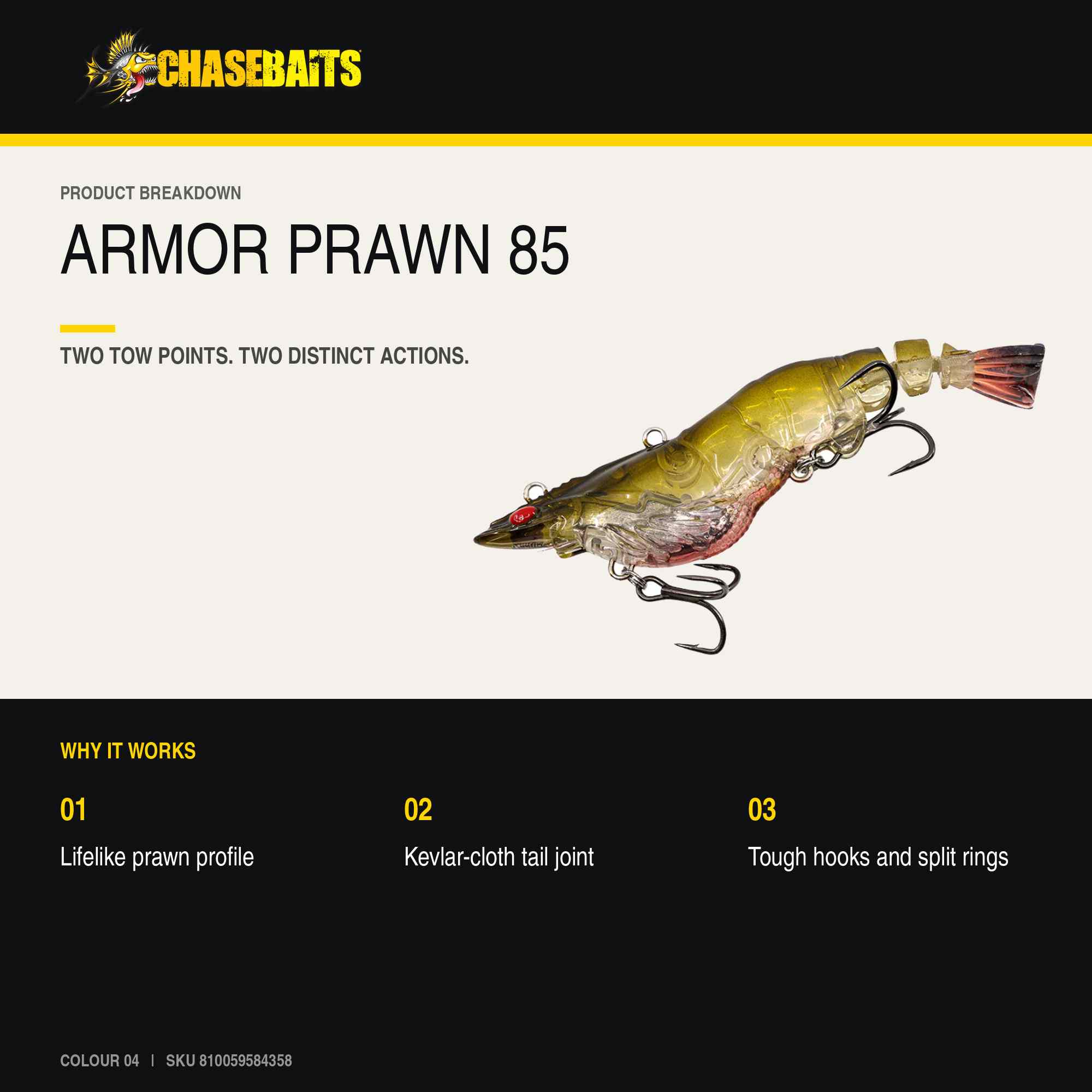 Chasebaits Armour Prawn 85 mm 13 grams Sinking Lure 04 (4358)