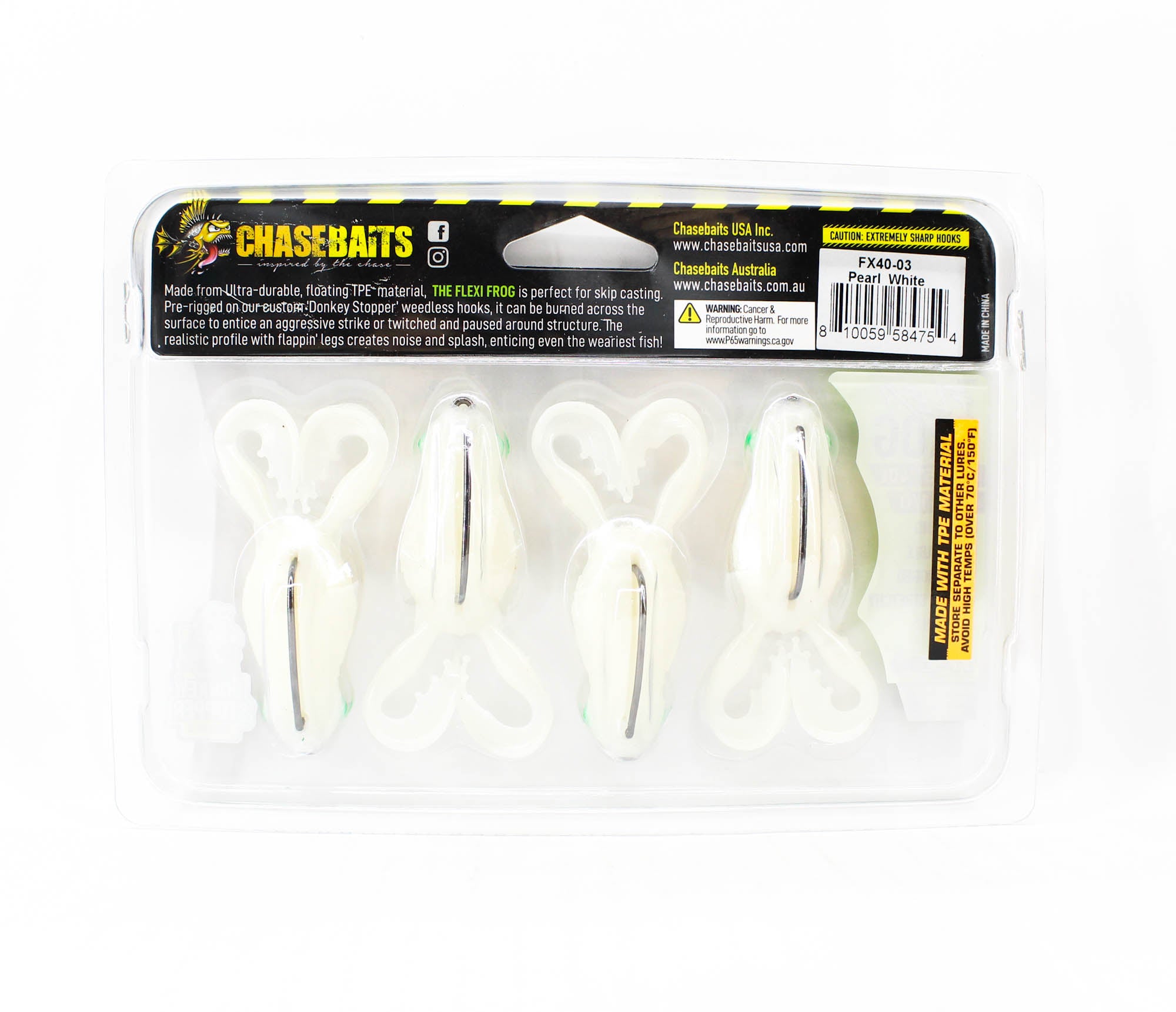 Chasebaits Flexi Frog 40 mm Floating Lure 4/Pack Pearl White (4754)
