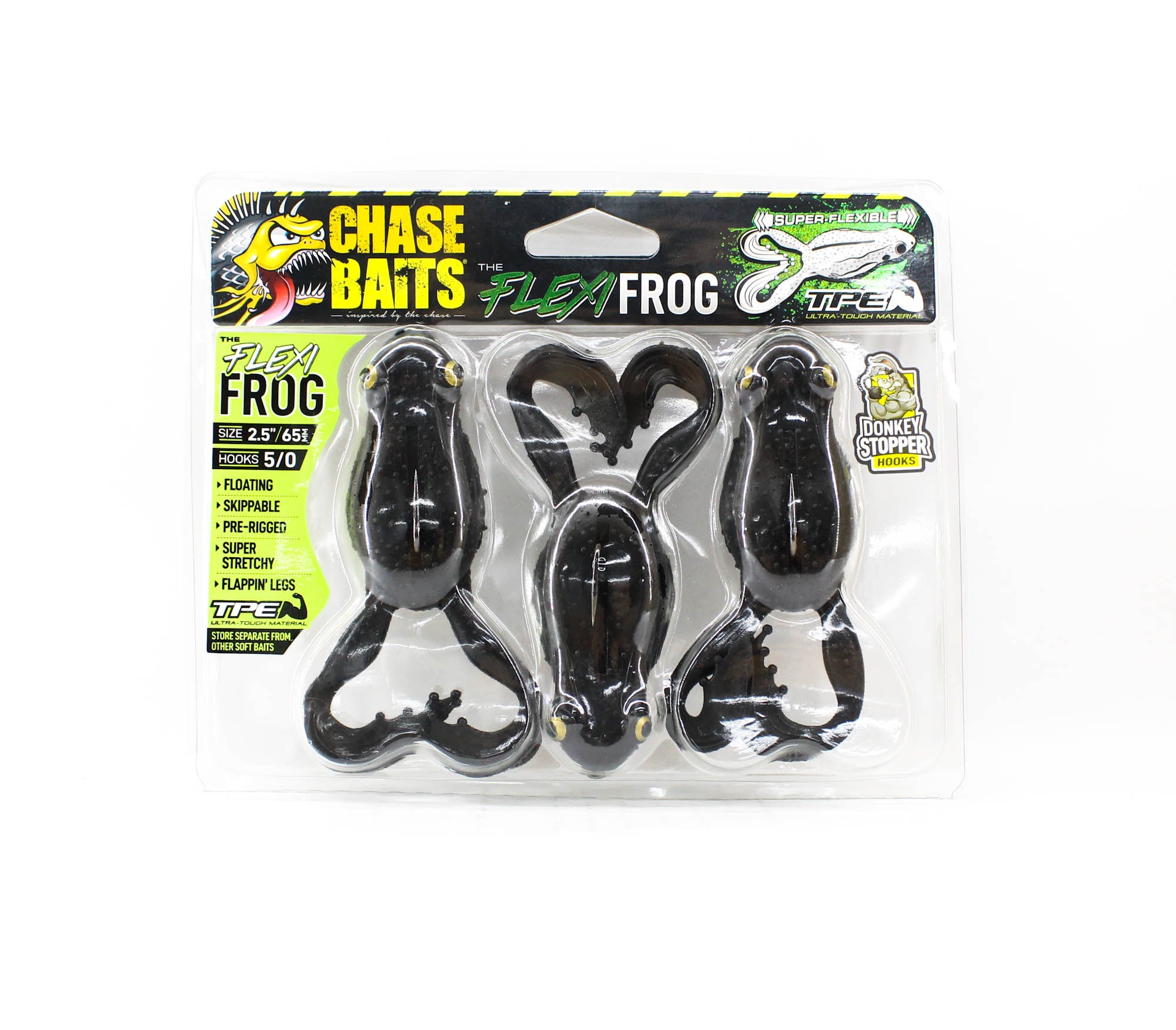 Chasebaits Flexi Frog 65 mm Floating Lure 3/Pack Black (4846)
