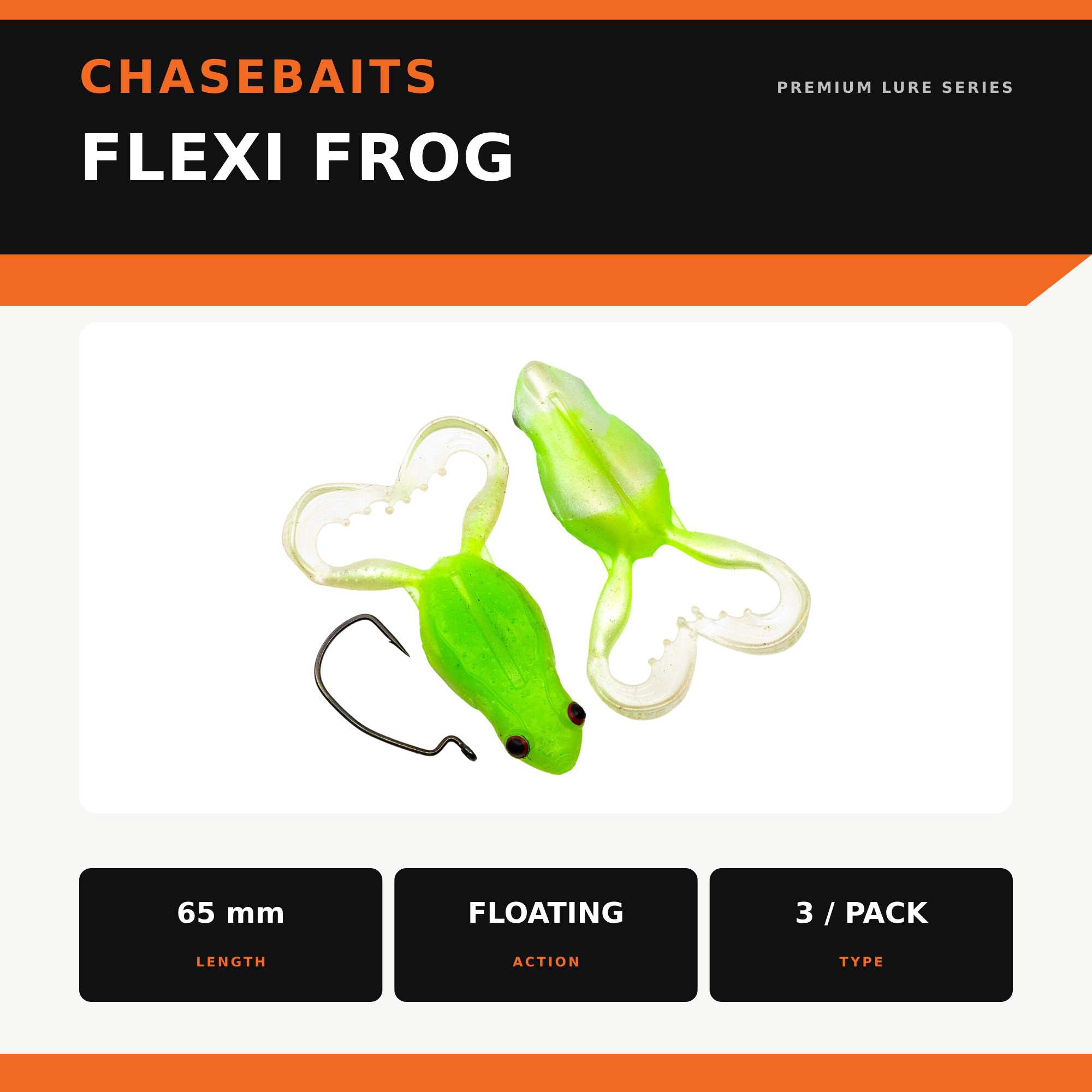 Chasebaits Flexi Frog 65 mm Floating Lure 3/Pack 06 (4860)