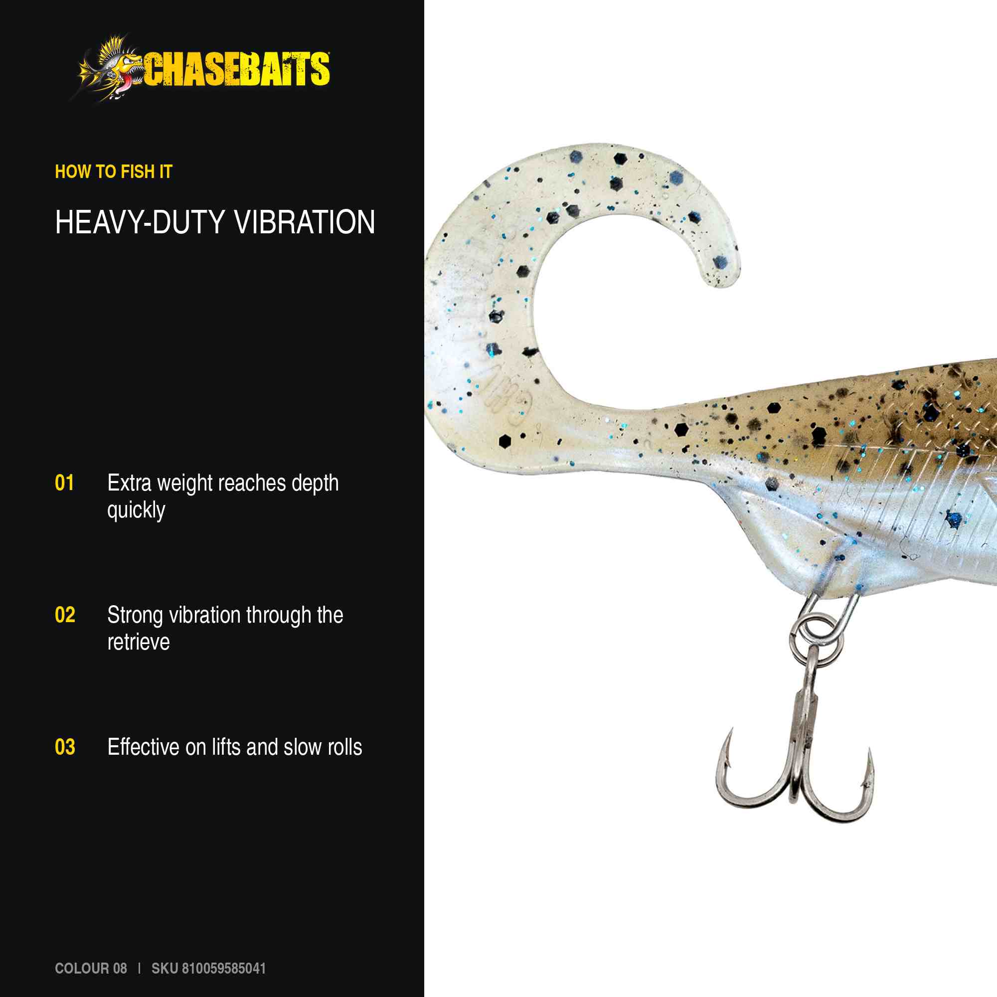 Chasebaits Curly Vibe Heavy 85 mm 23 grams Sinking Lure 08 (5041)