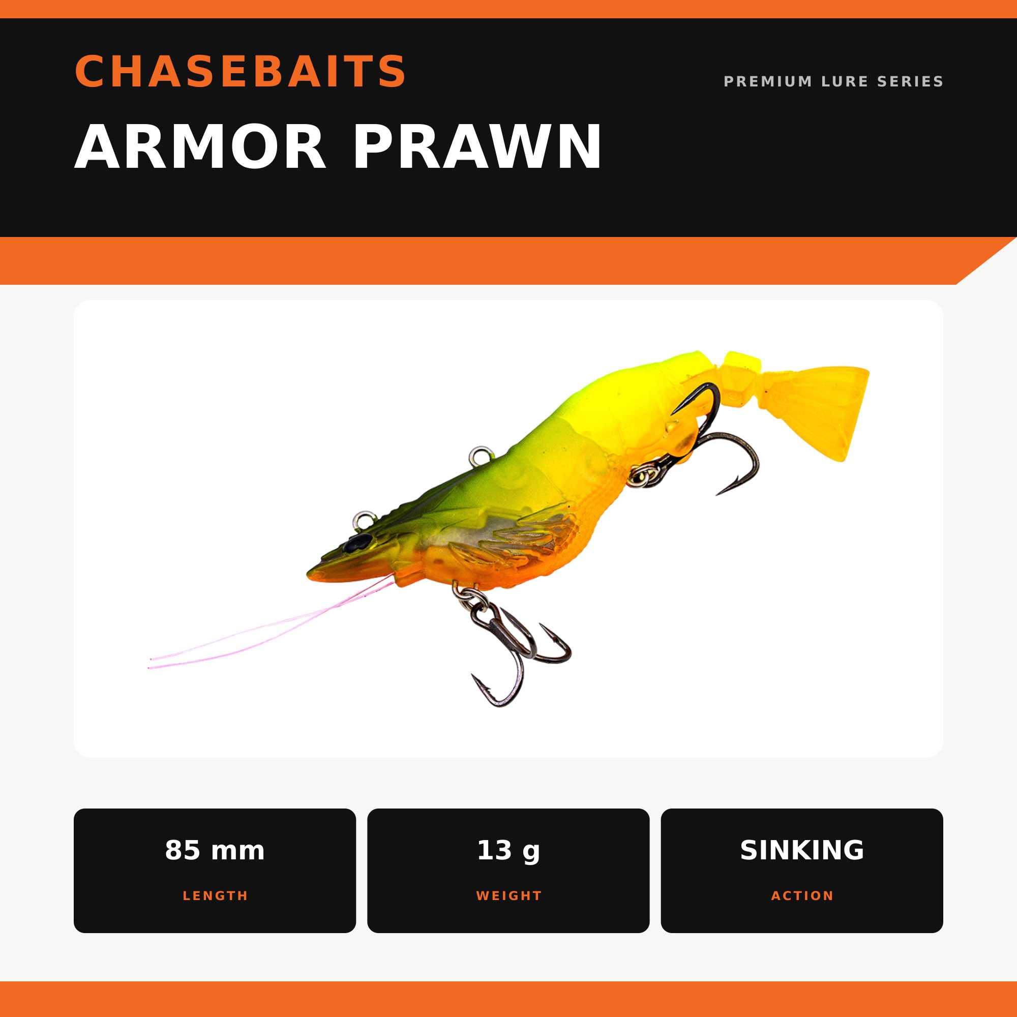 Chasebaits Armour Prawn 85 mm 13 grams Sinking Lure 08 (5089)