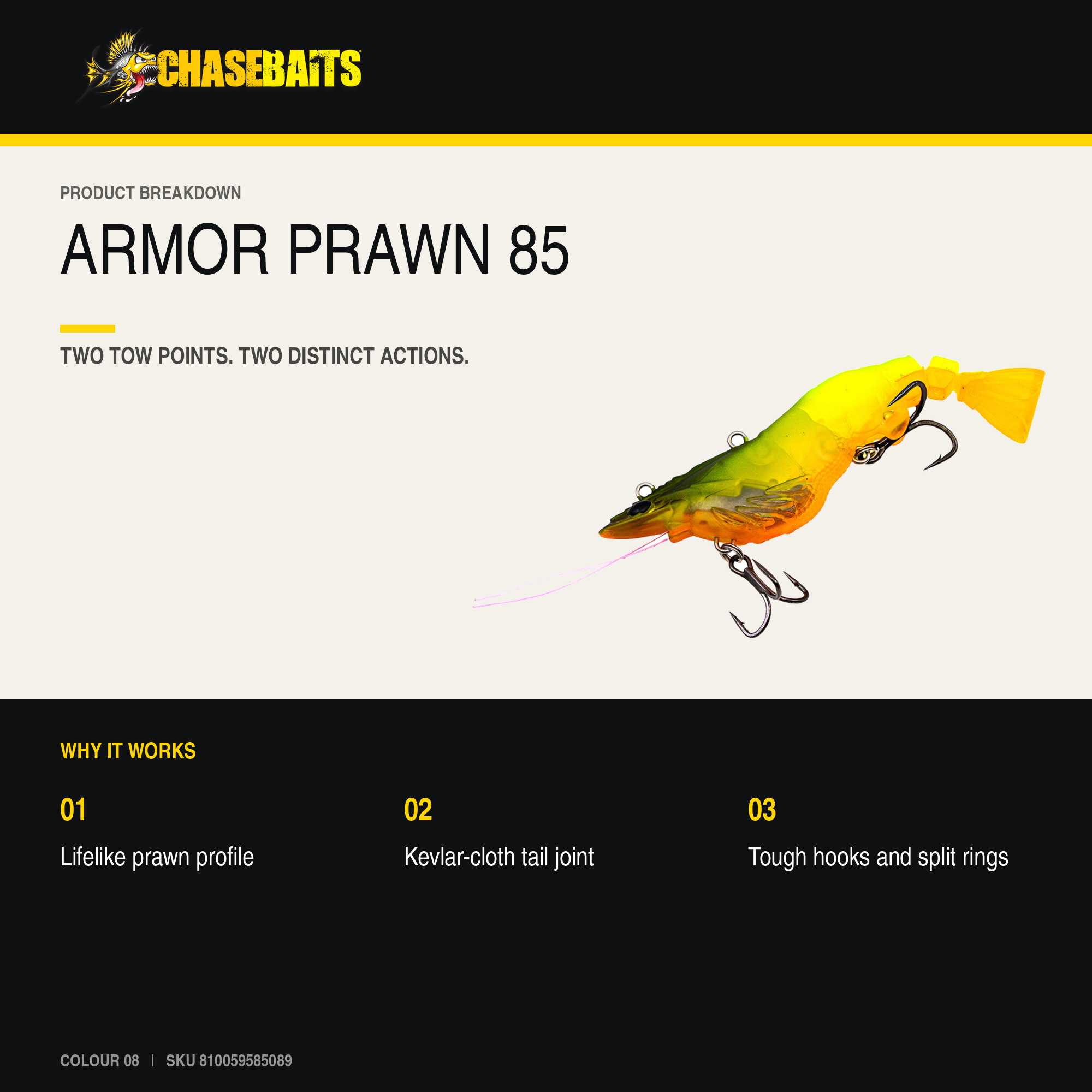 Chasebaits Armour Prawn 85 mm 13 grams Sinking Lure 08 (5089)