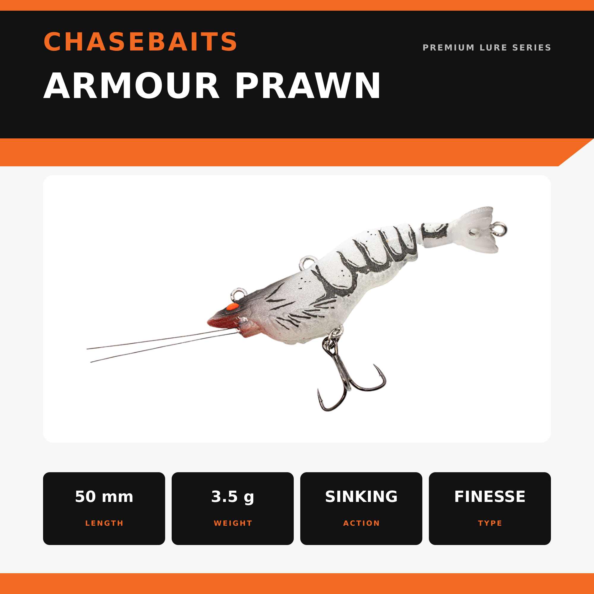 Chasebaits Armour Prawn 50 mm 3.5 grams Finesse Sinking Lure 02 (5157)