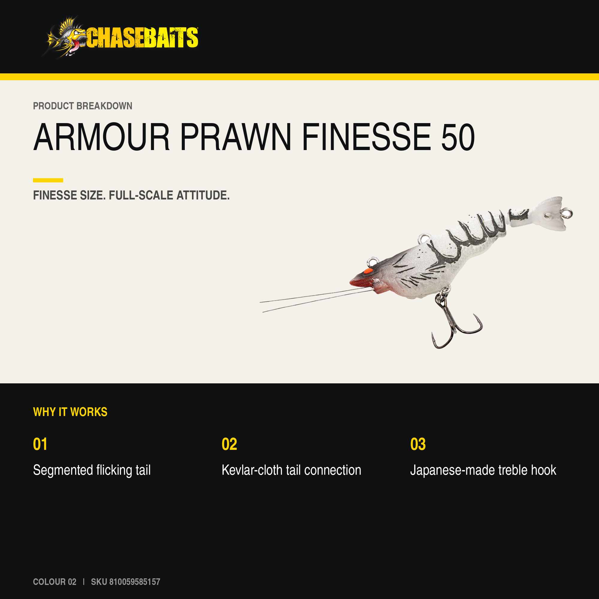Chasebaits Armour Prawn 50 mm 3.5 grams Finesse Sinking Lure 02 (5157)