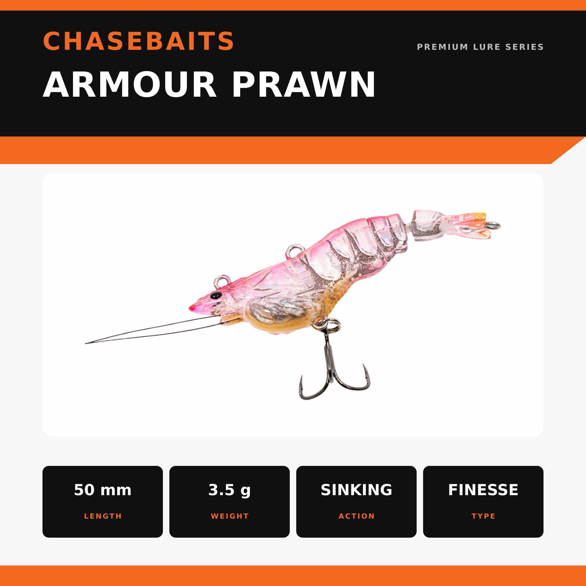 Chasebaits Armour Prawn 50 mm 3.5 grams Finesse Sinking Lure 07 (5201)